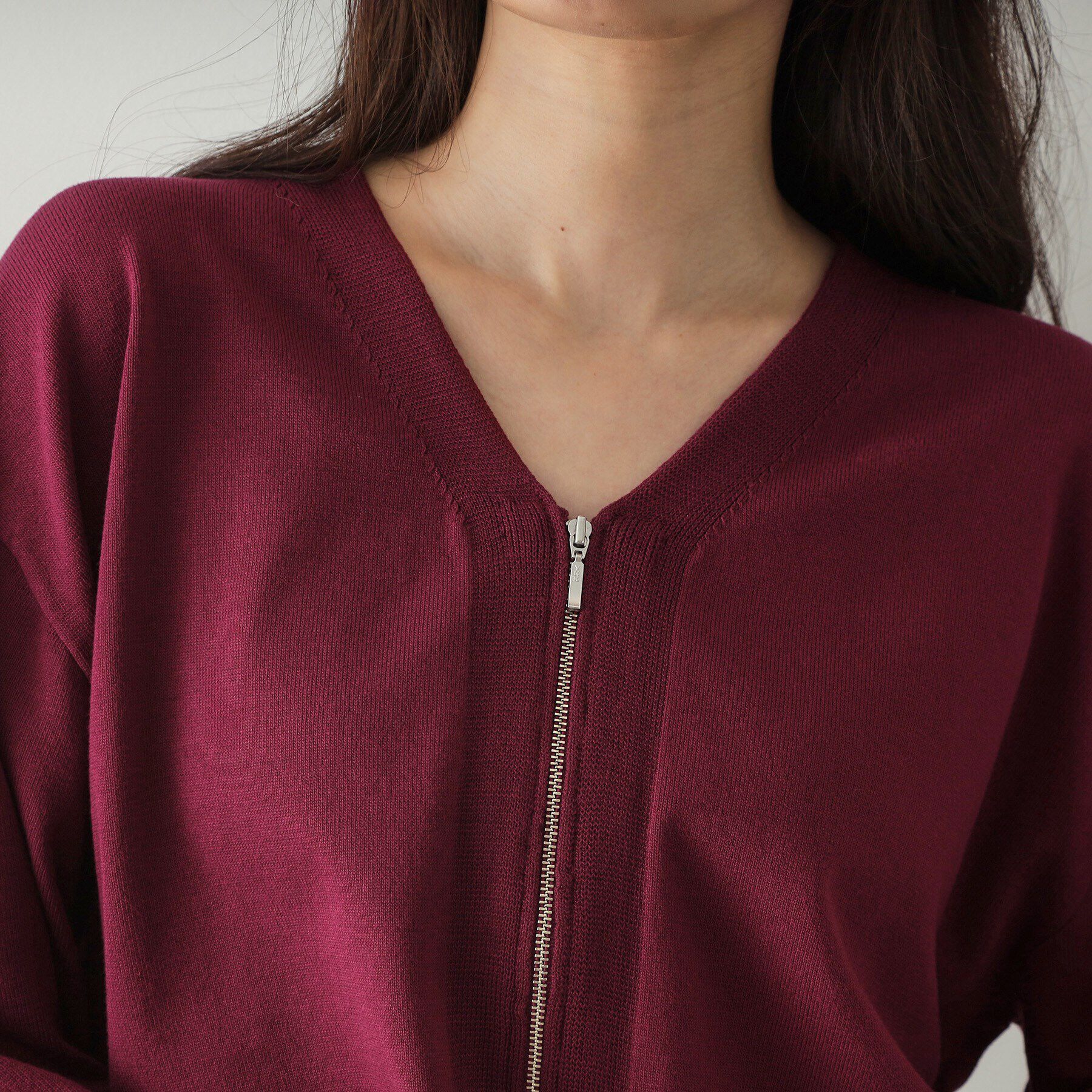 OPAQUE.CLIP「フロントZIPニットカーディガン【洗濯機洗い可／抗ピル】」|カーディガン|