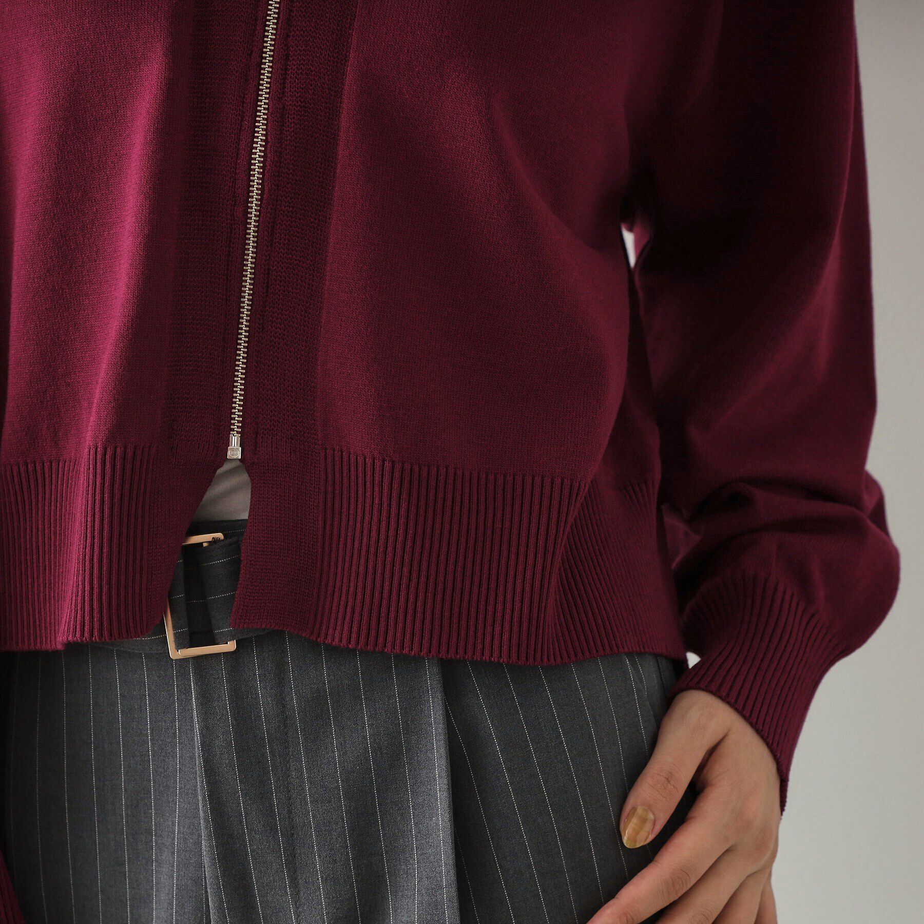 OPAQUE.CLIP「フロントZIPニットカーディガン【洗濯機洗い可／抗ピル】」|カーディガン|