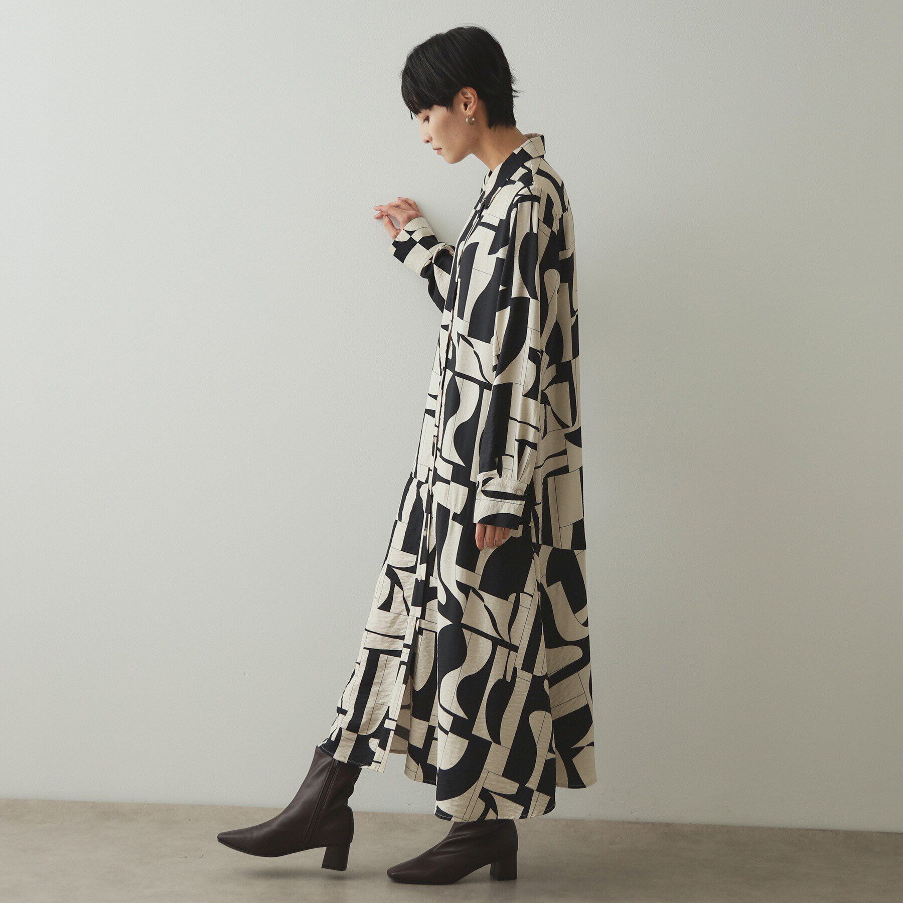 OPAQUE.CLIP「ジオメトリック/レオパードプリントワンピース」|ワンピース|