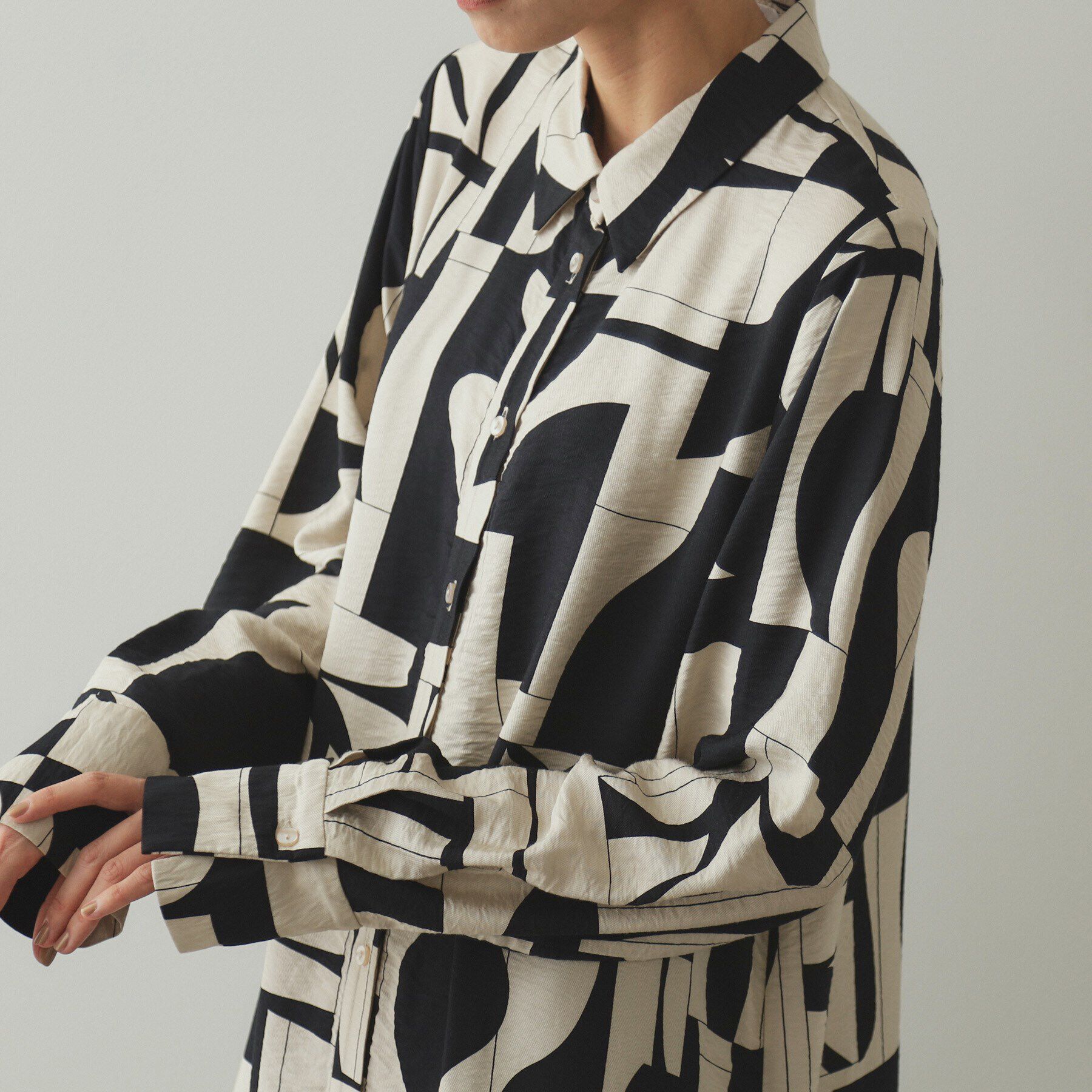 OPAQUE.CLIP「ジオメトリック/レオパードプリントワンピース」|ワンピース|