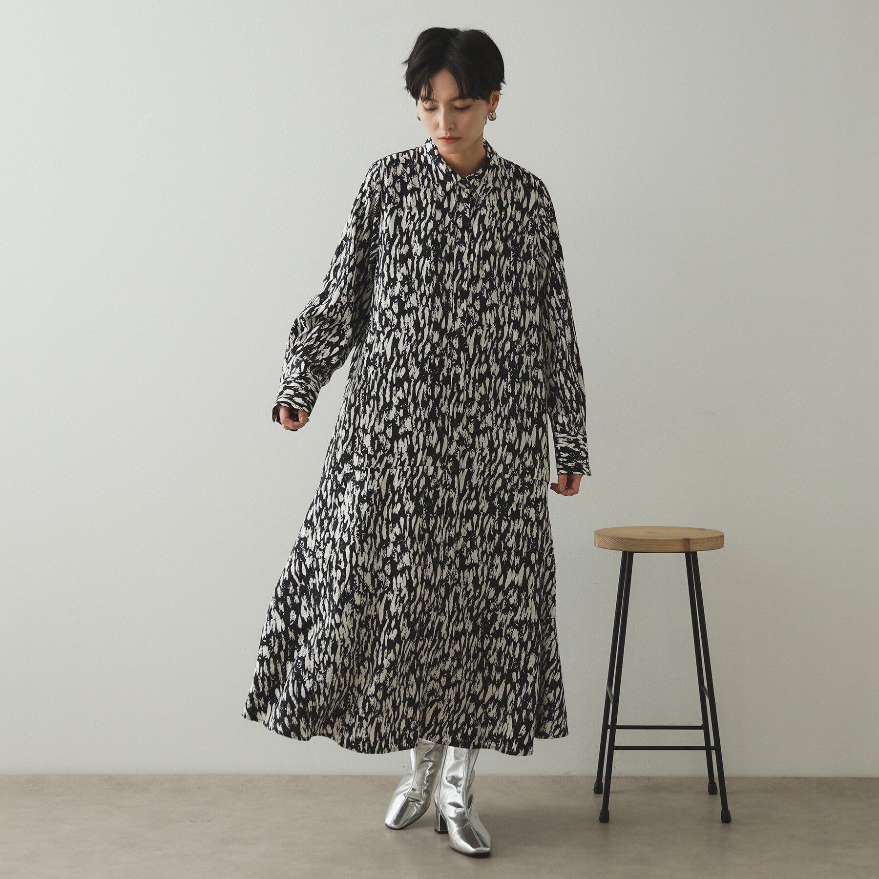 OPAQUE.CLIP「ジオメトリック/レオパードプリントワンピース」|ワンピース|