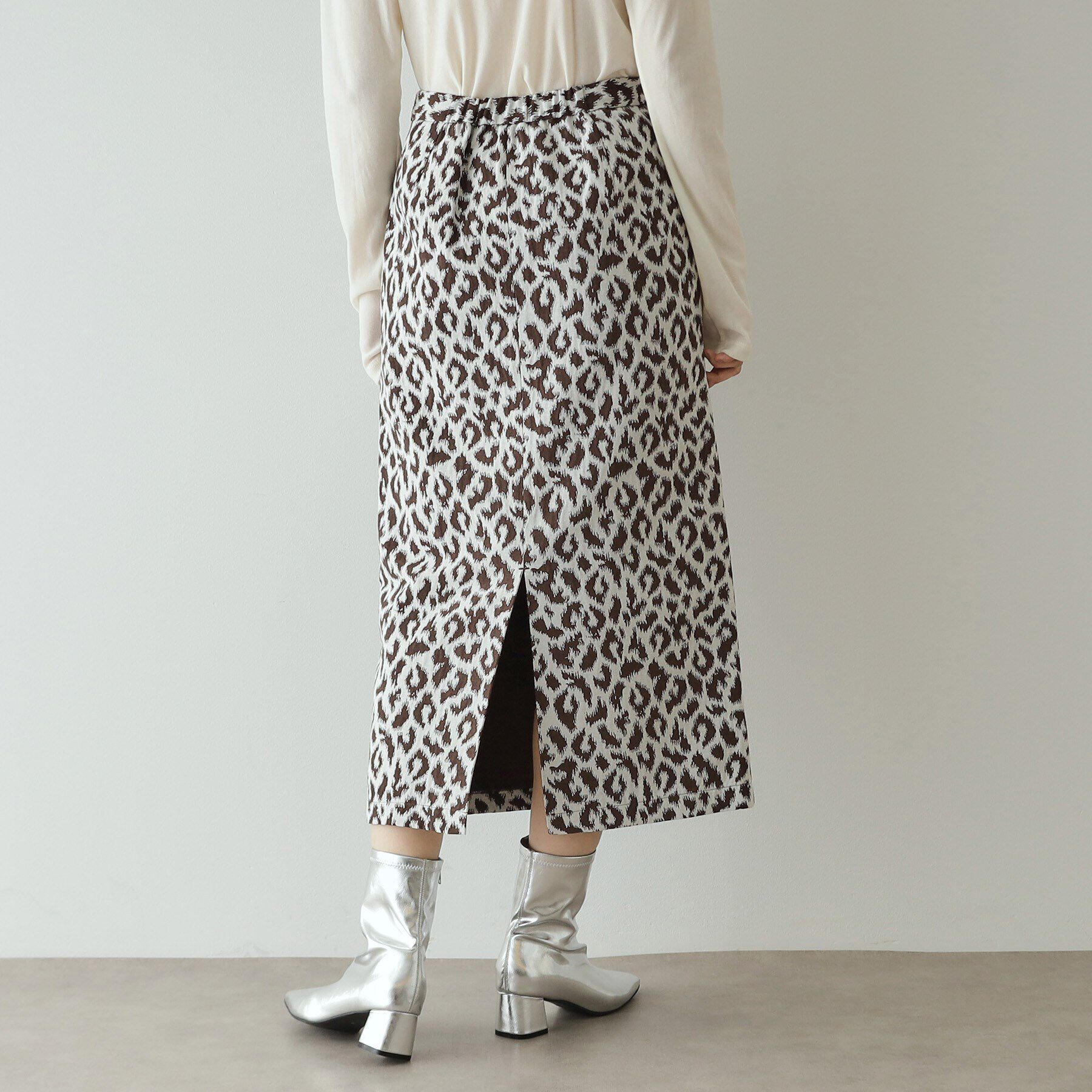 OPAQUE.CLIP「レオパードジャカード ナロースカート【洗濯機洗い可】」|スカート|
