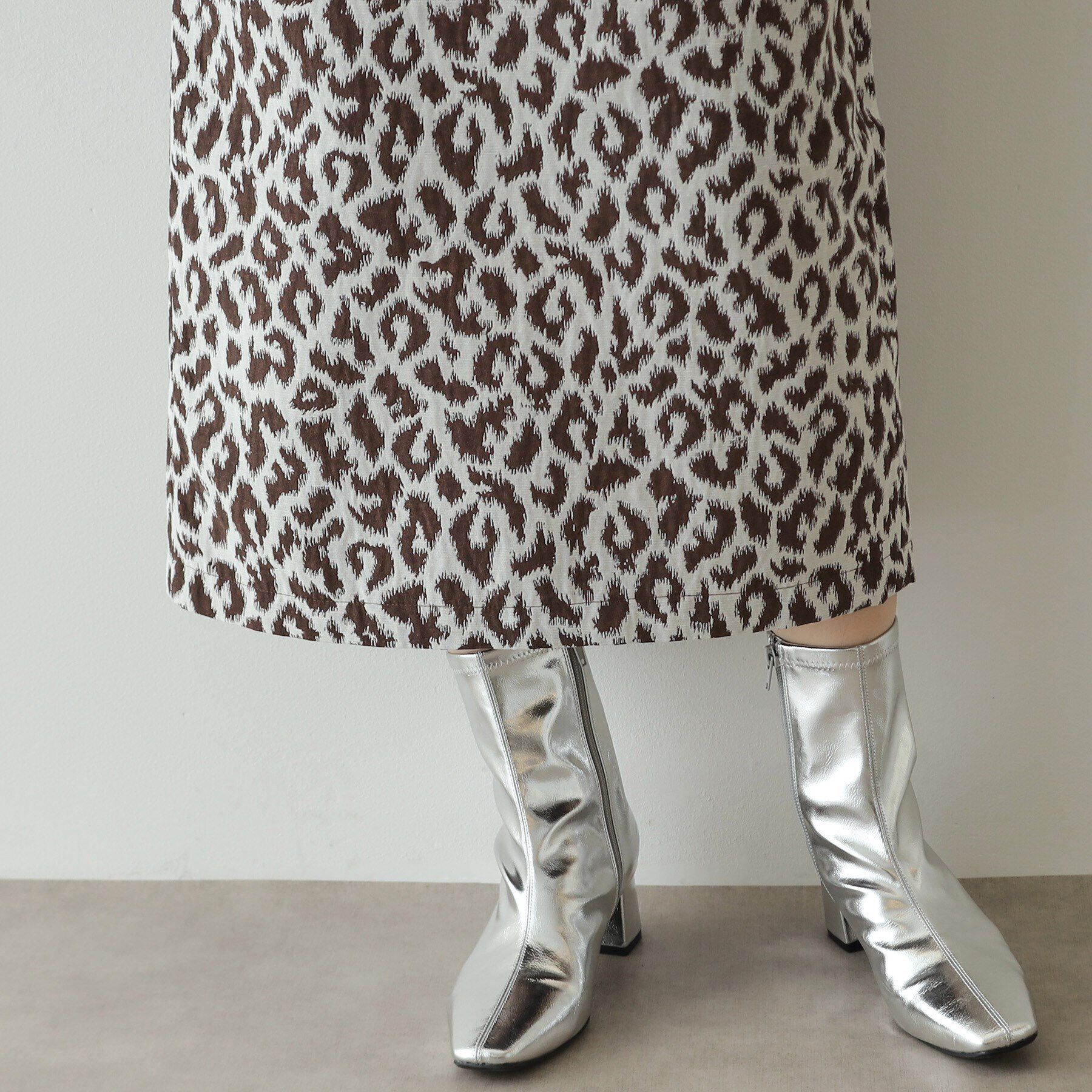 OPAQUE.CLIP「レオパードジャカード ナロースカート【洗濯機洗い可】」|スカート|