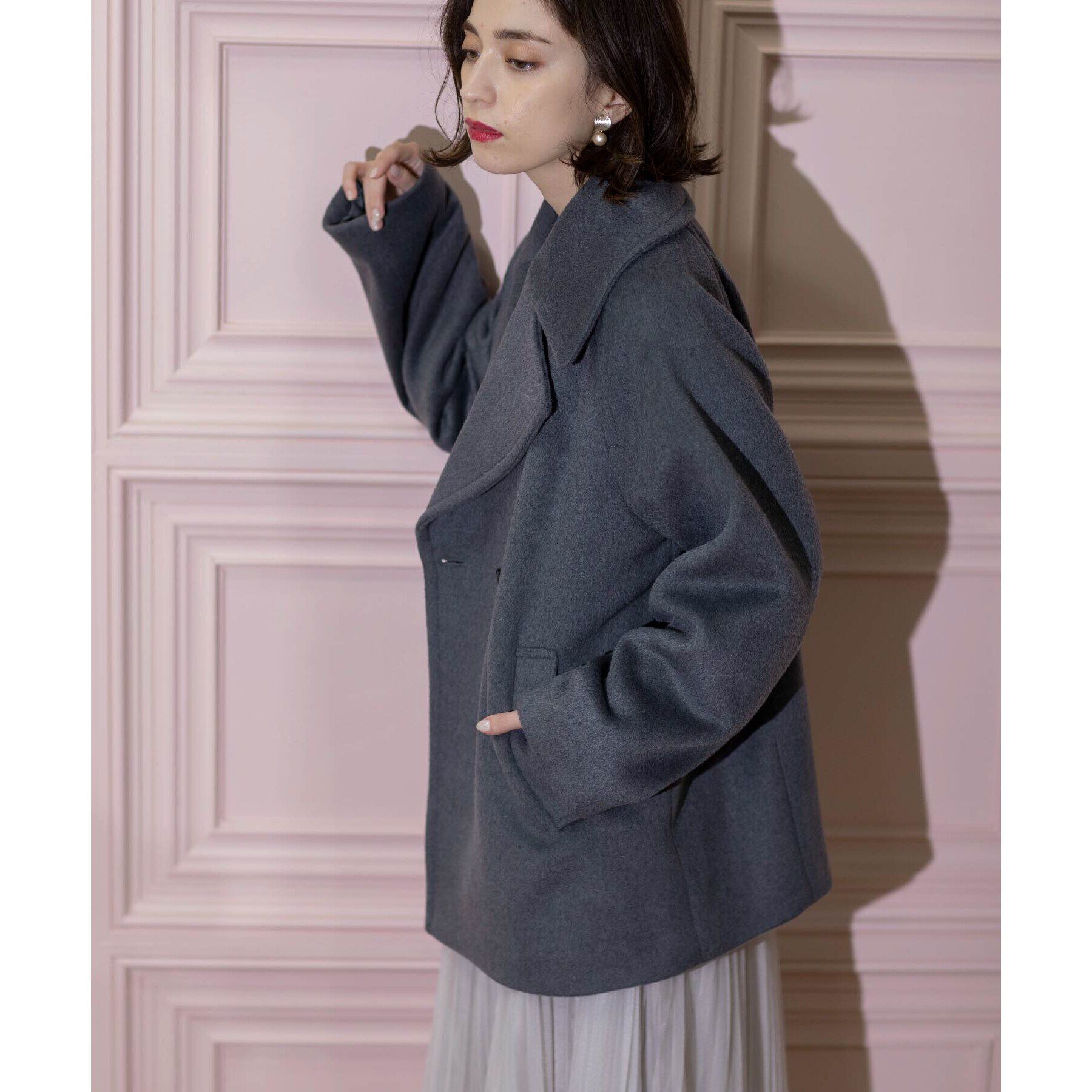 OPAQUE.CLIP「《S-LLsize》ウールカシミヤブレンド ミドルピーコート」|ピーコート|