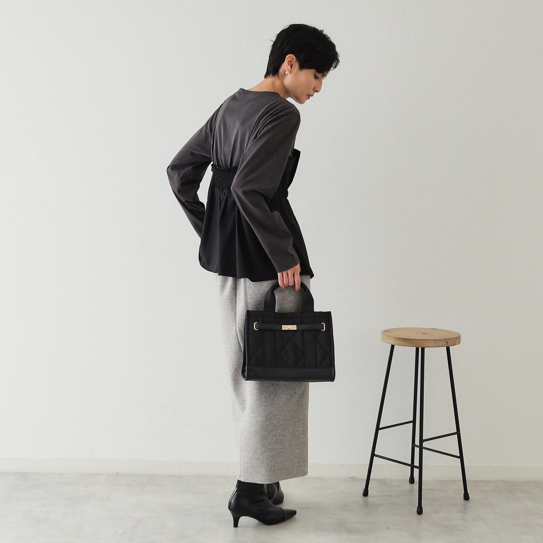 OPAQUE.CLIP「【2WAY】ダイヤキルティングスクエアミドルショルダーバッグ」|トートバッグ|