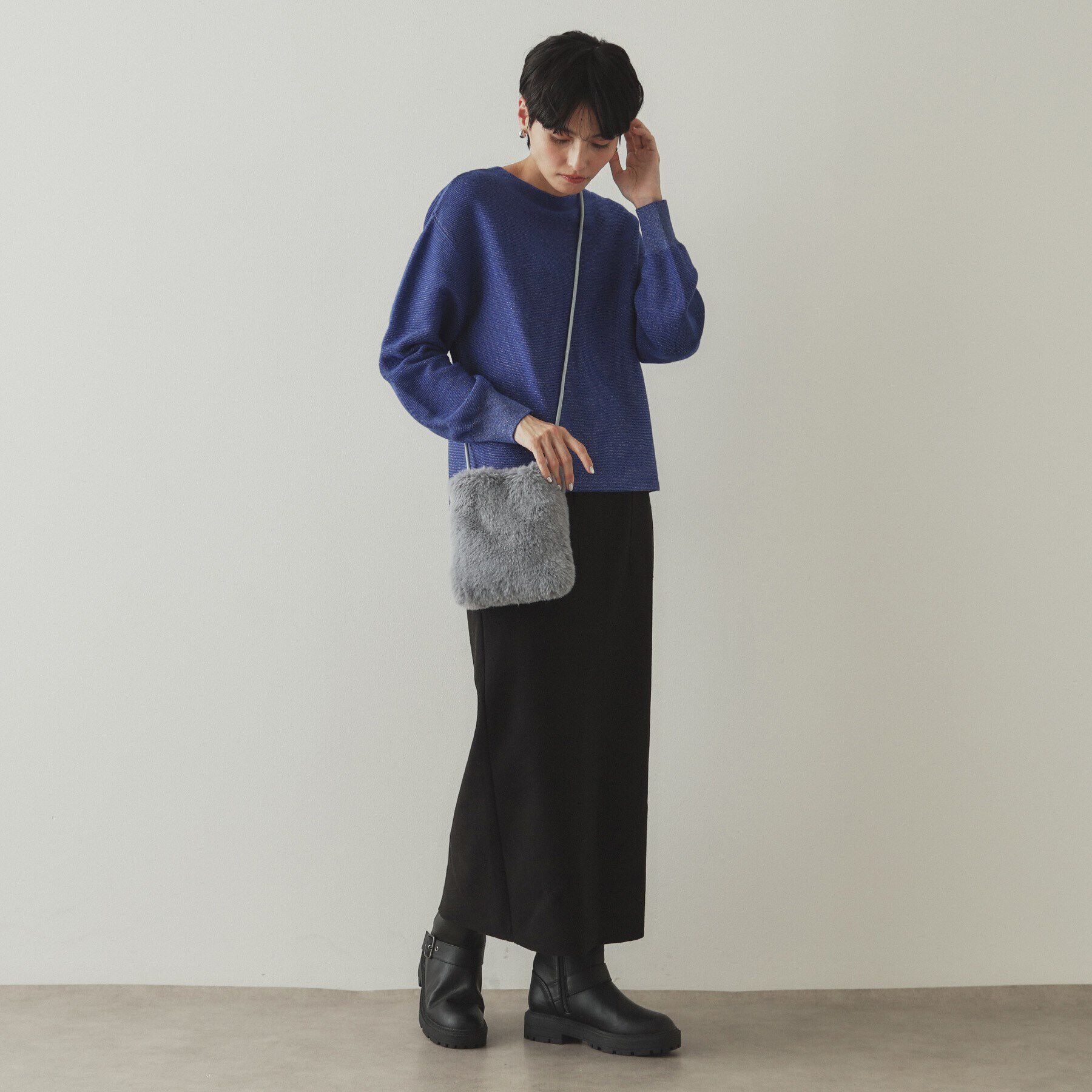 OPAQUE.CLIP「フェイクファースクエアミニポシェット」|ショルダー・メッセンジャー|