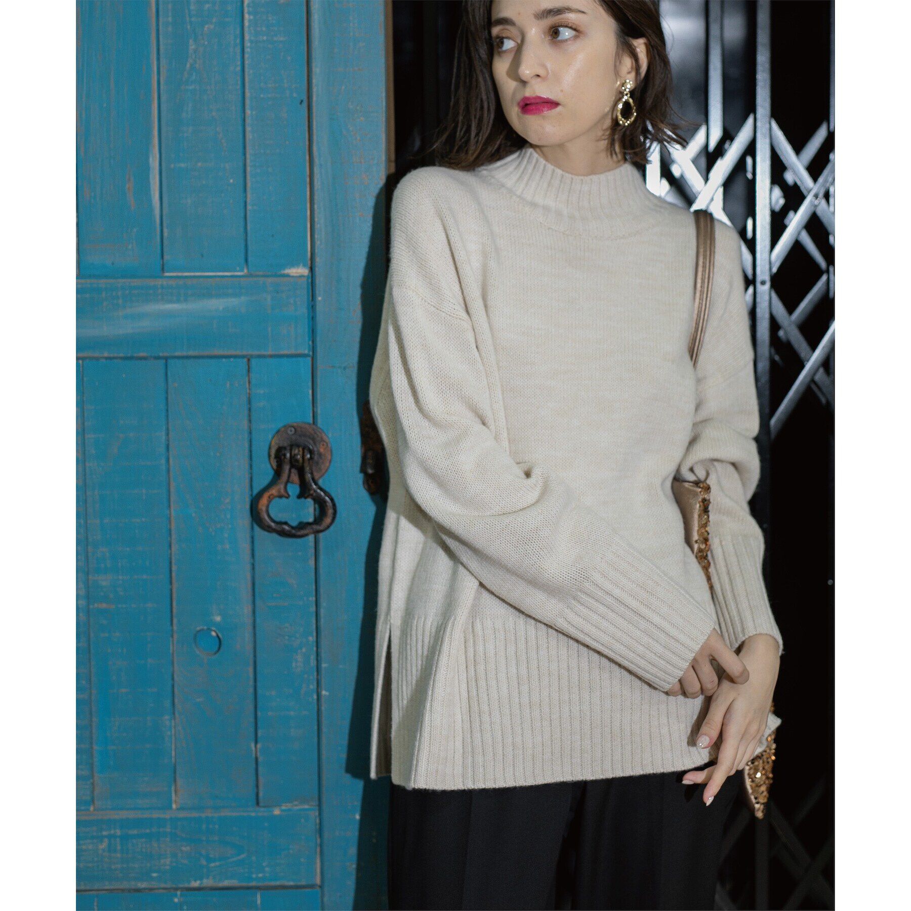 OPAQUE.CLIP「《10color/S-LLsize》ハイネックミドルゲージニット【洗濯機洗い可】」|ニット・セーター|