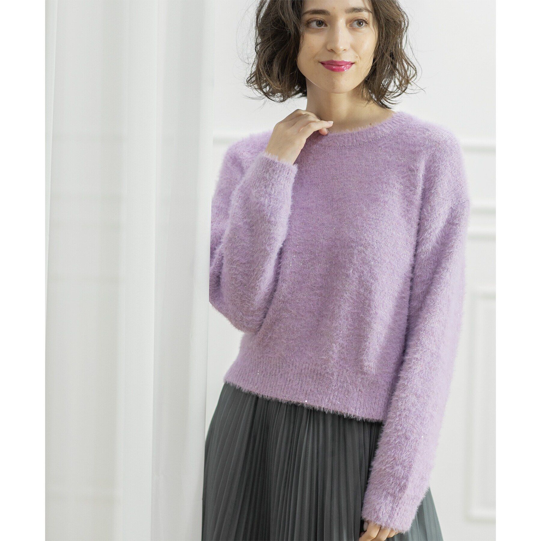 OPAQUE.CLIP「≪エマール検証済≫スパンコールフェザーニット【洗濯機洗い可/抗ピル】」|ニット・セーター|