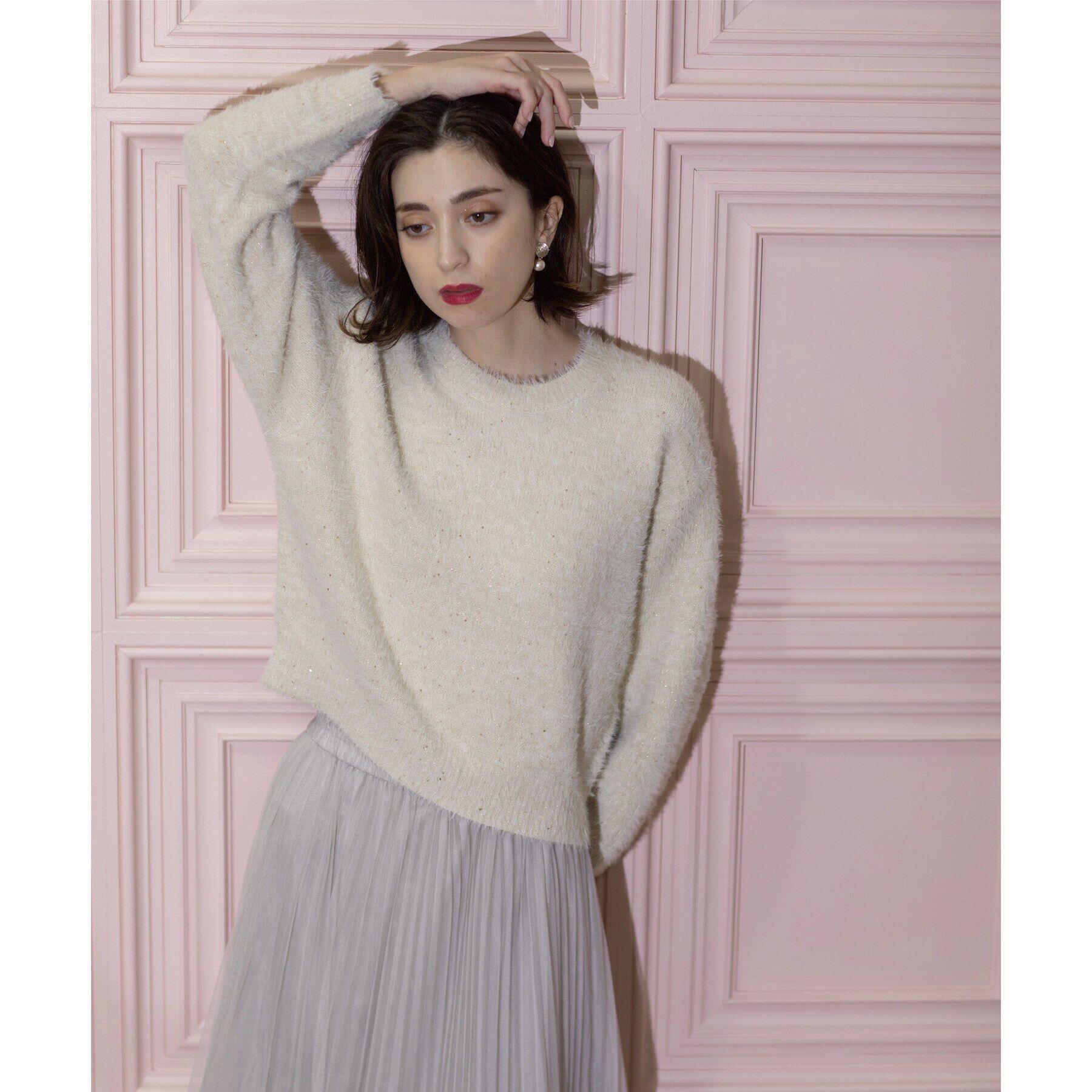 OPAQUE.CLIP「≪エマール検証済≫スパンコールフェザーニット【洗濯機洗い可/抗ピル】」|ニット・セーター|