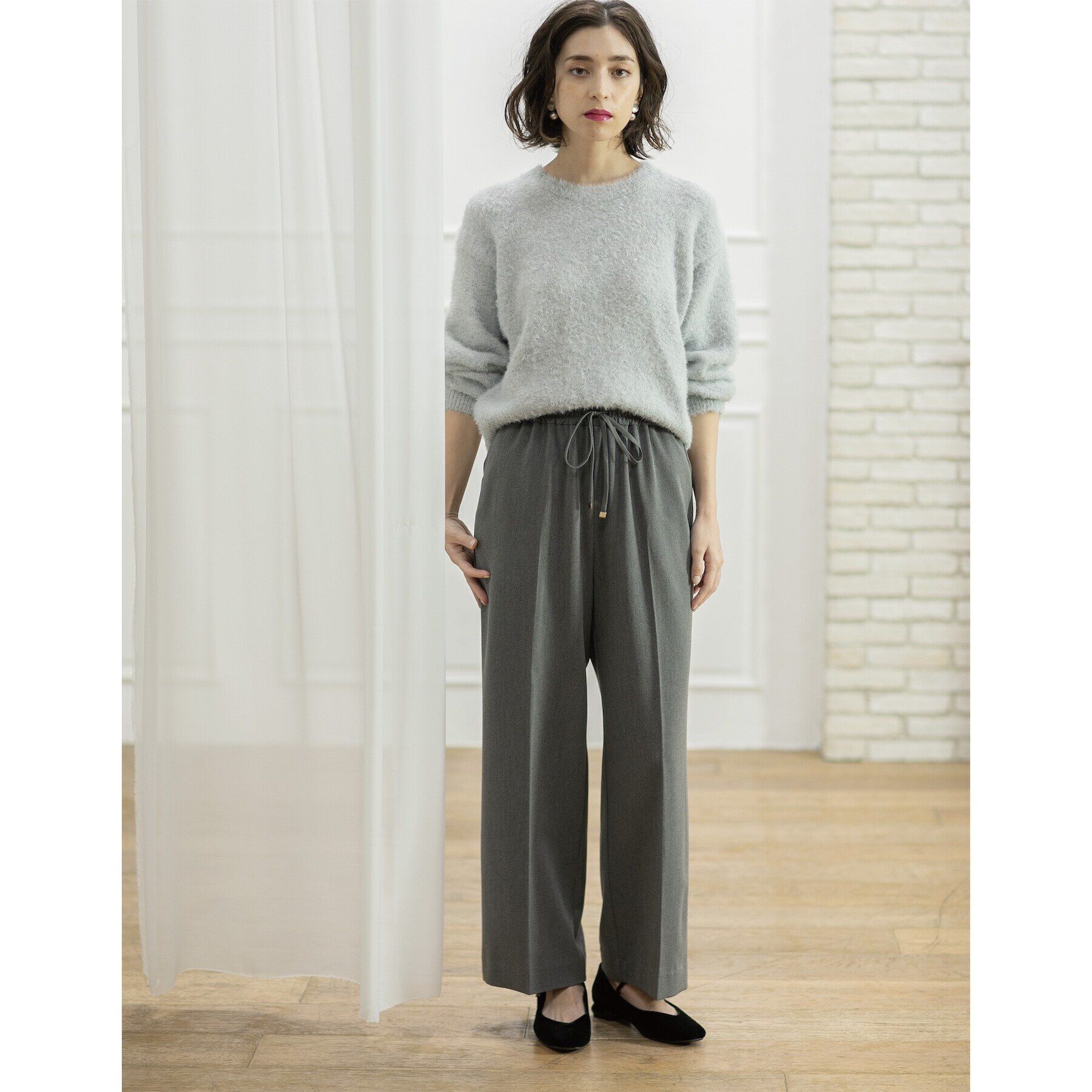 OPAQUE.CLIP「《SS-LLsize》着丈が選べる！裏起毛ストレッチイージーワイドパンツ【蓄熱素材/洗濯機洗い可】」|その他|