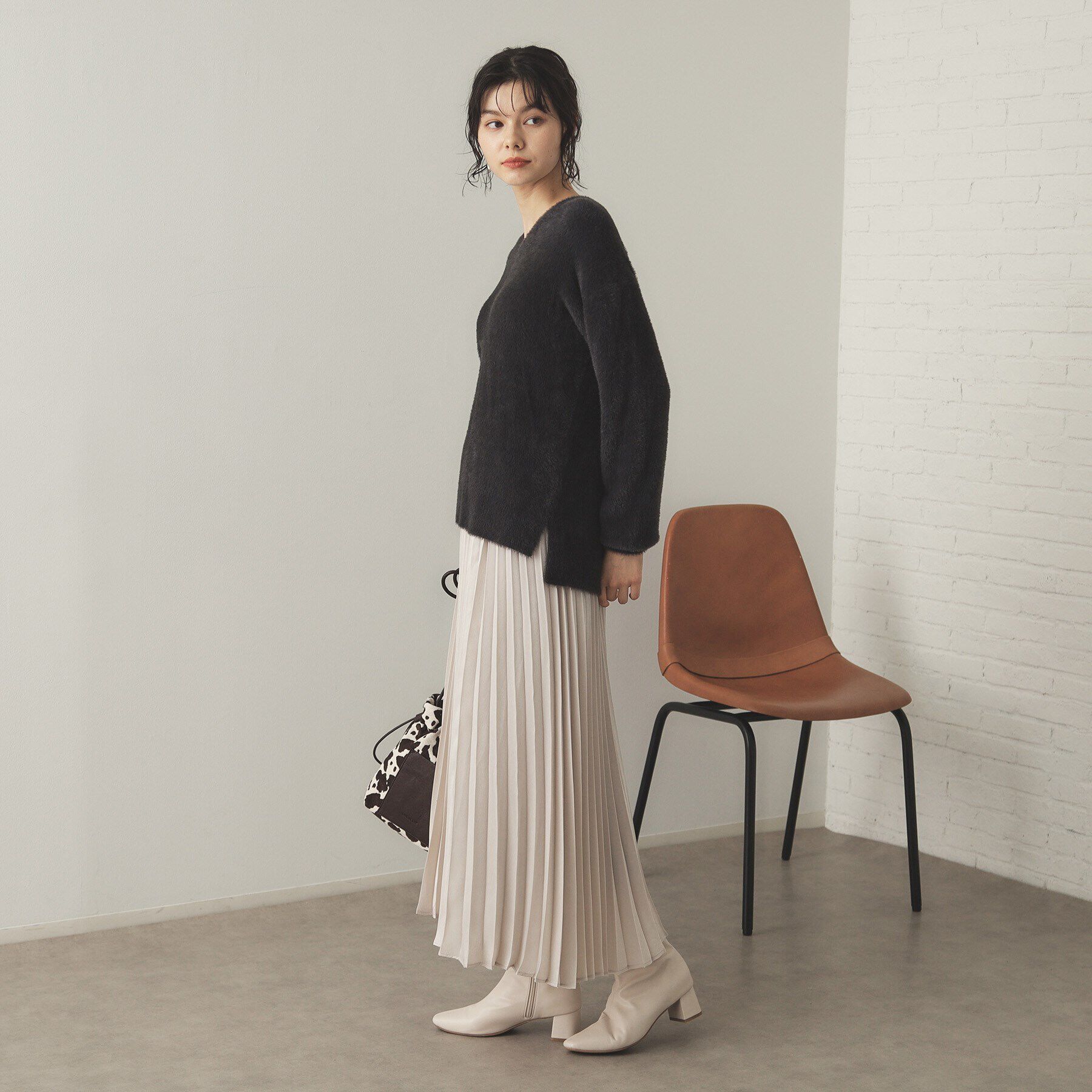 OPAQUE.CLIP「サテンプリーツスカート【洗濯機洗い可】」|スカート|