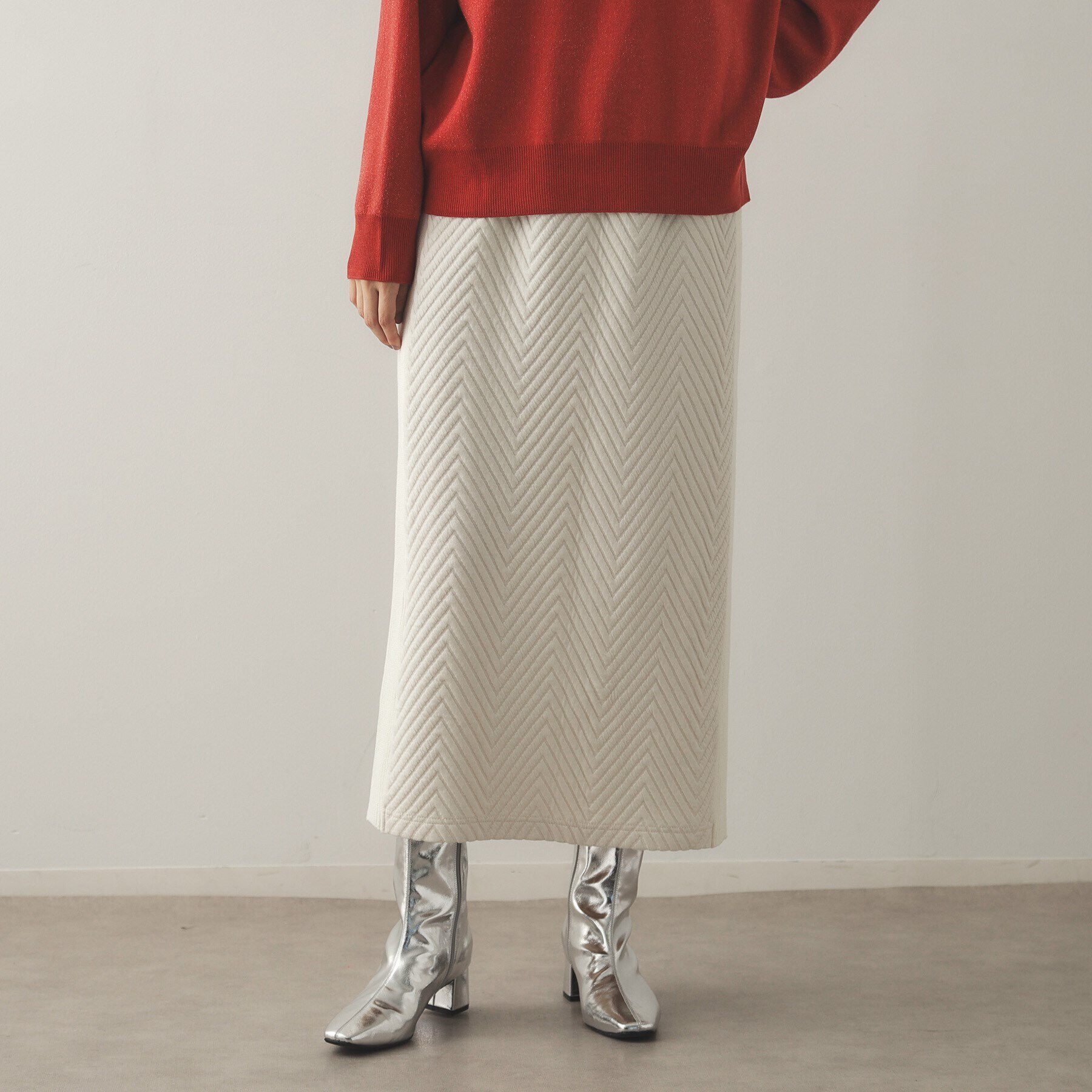 OPAQUE.CLIP「キルティングジャカード イージースカート/セットアップ対応【洗濯機洗い可】」|スカート|オフホワイト(003