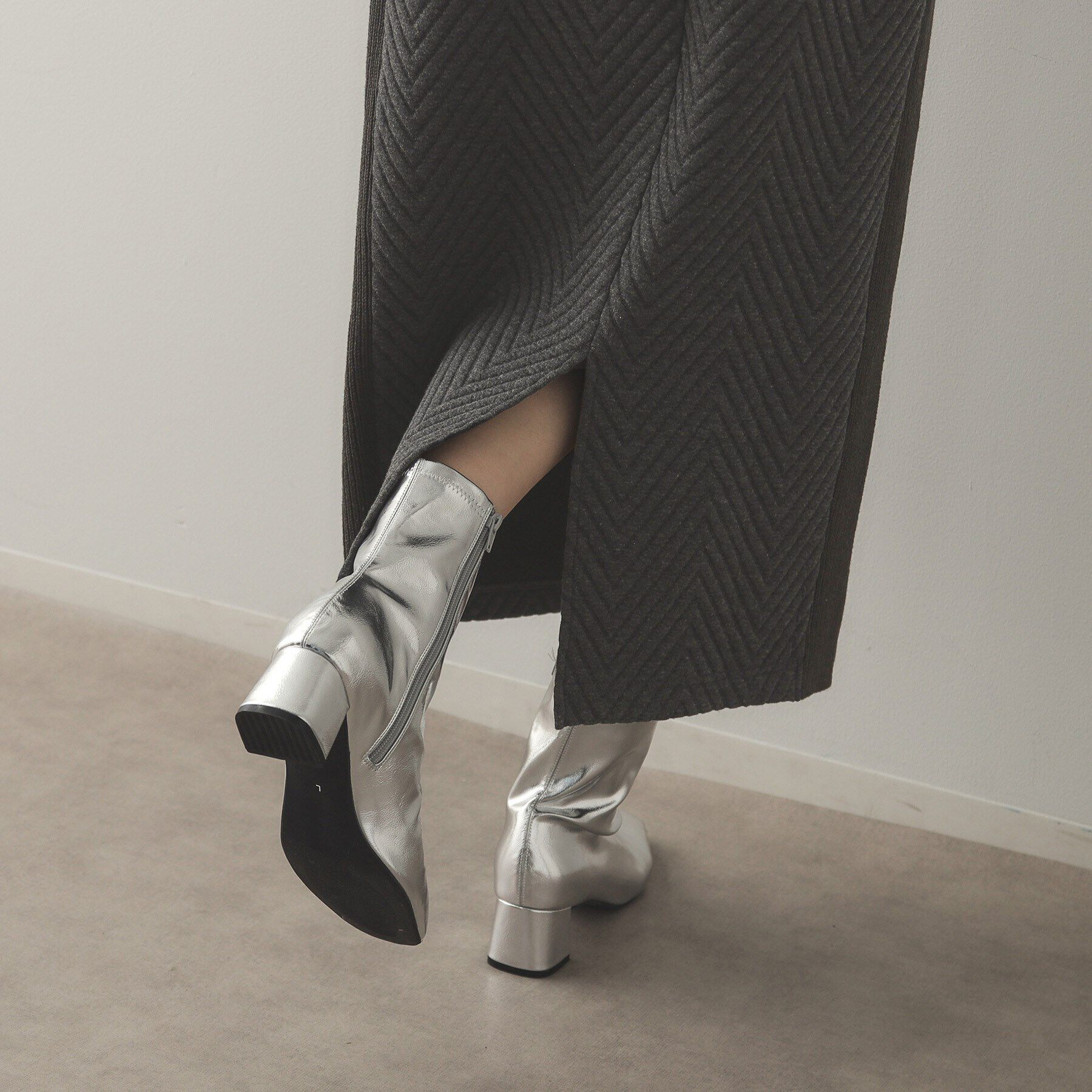 OPAQUE.CLIP「キルティングジャカード イージースカート/セットアップ対応【洗濯機洗い可】」|スカート|