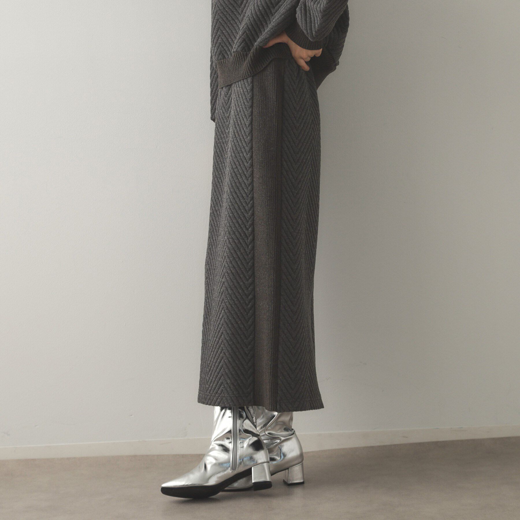 OPAQUE.CLIP「キルティングジャカード イージースカート/セットアップ対応【洗濯機洗い可】」|スカート|