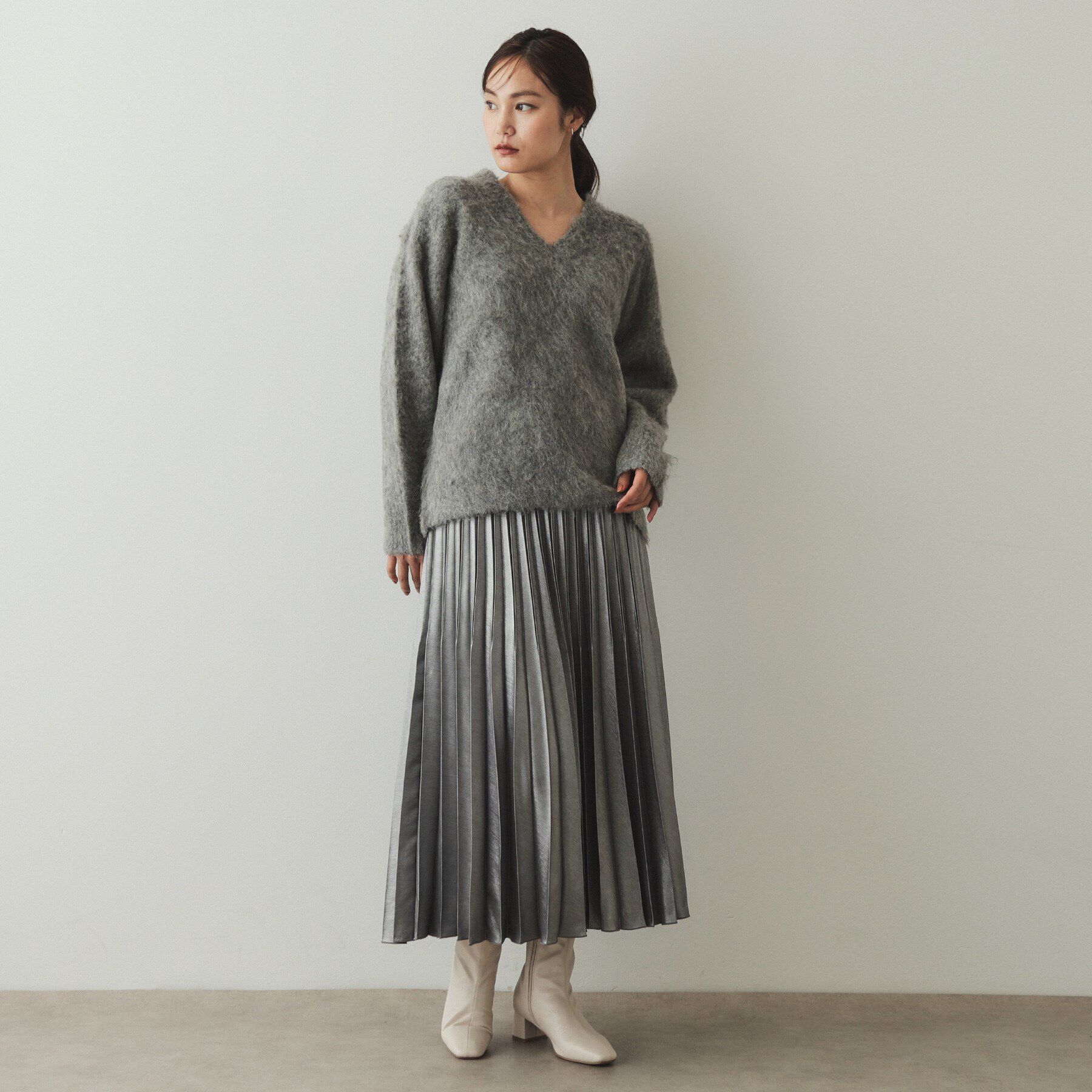 OPAQUE.CLIP「箔プリントイージープリーツスカート【洗濯機洗い可】」|スカート|