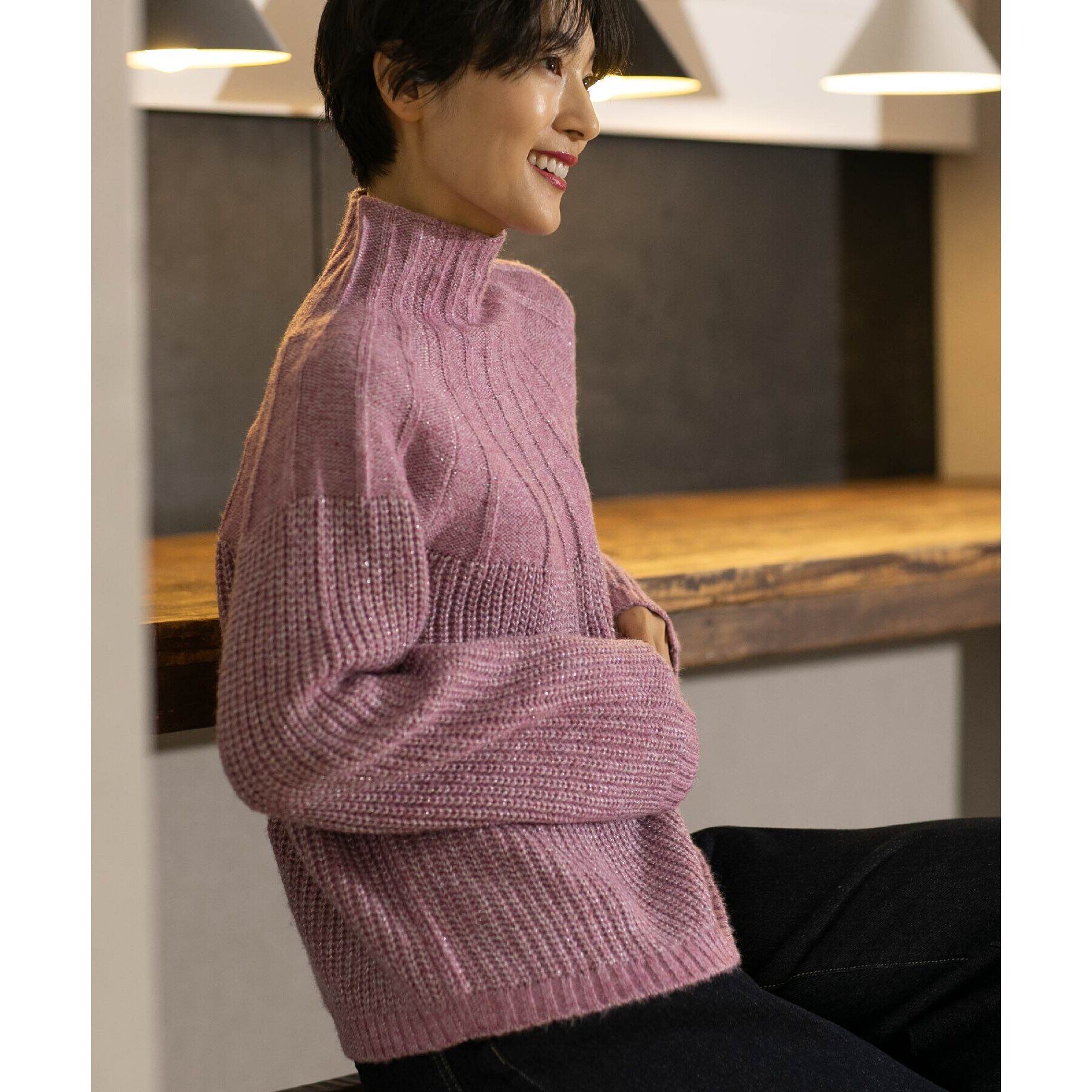 OPAQUE.CLIP「ラメ混ハイネックニット【洗濯機洗い可】」|ニット・セーター|