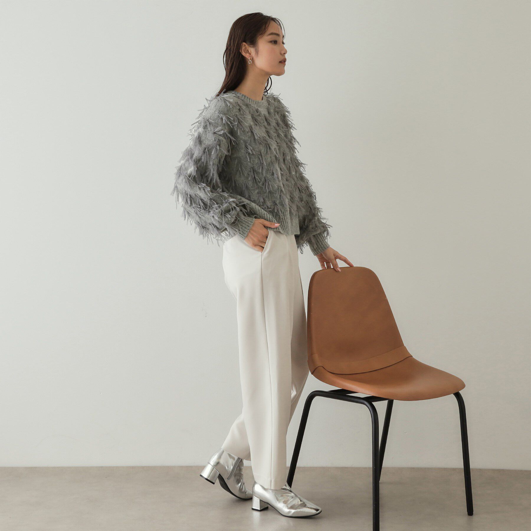 OPAQUE.CLIP「チュールテープヤーンニット【洗濯機洗い可】」|ニット・セーター|