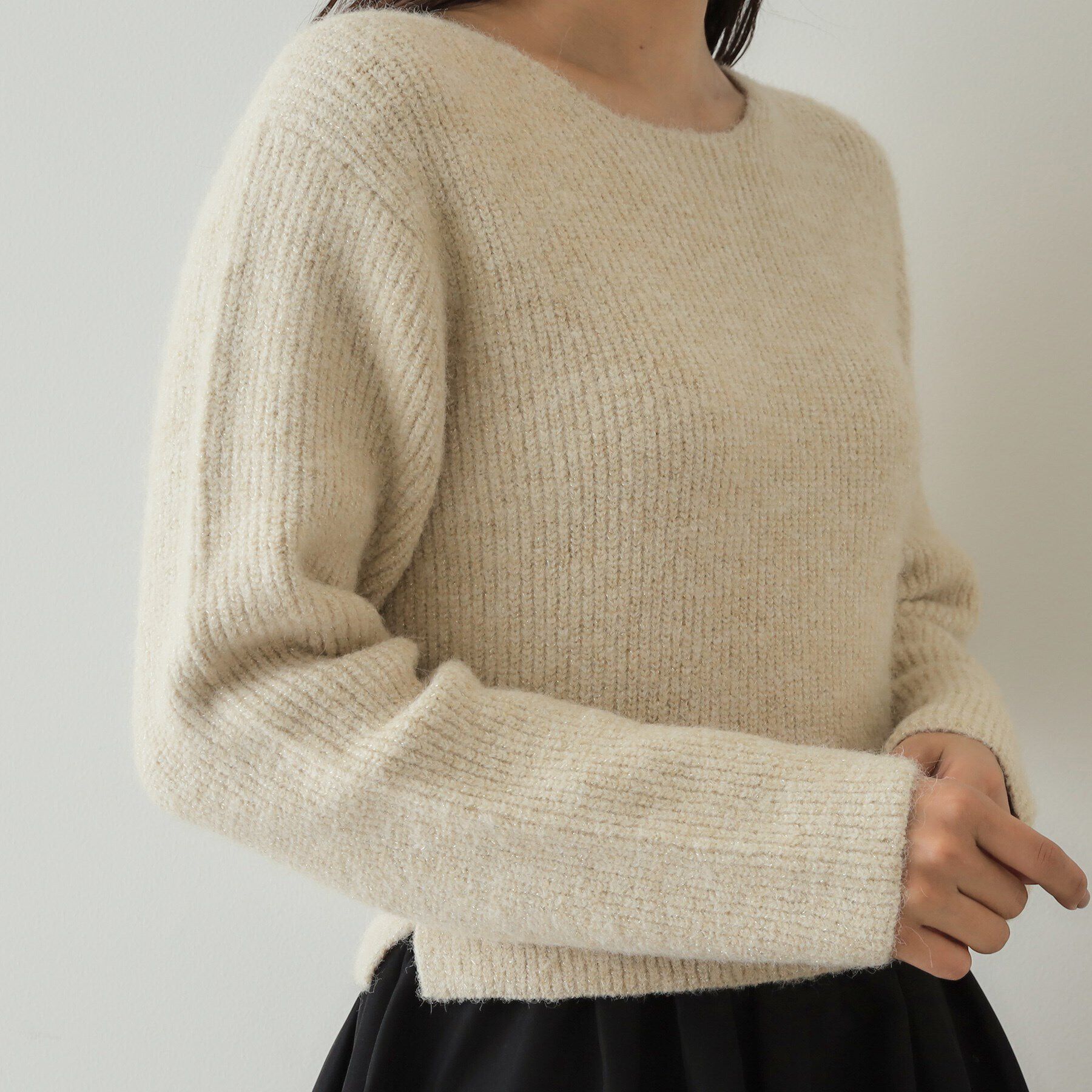 OPAQUE.CLIP「ラメ混ニット&times;フハクドッキングワンピース【洗濯機洗い可】」|ワンピース|