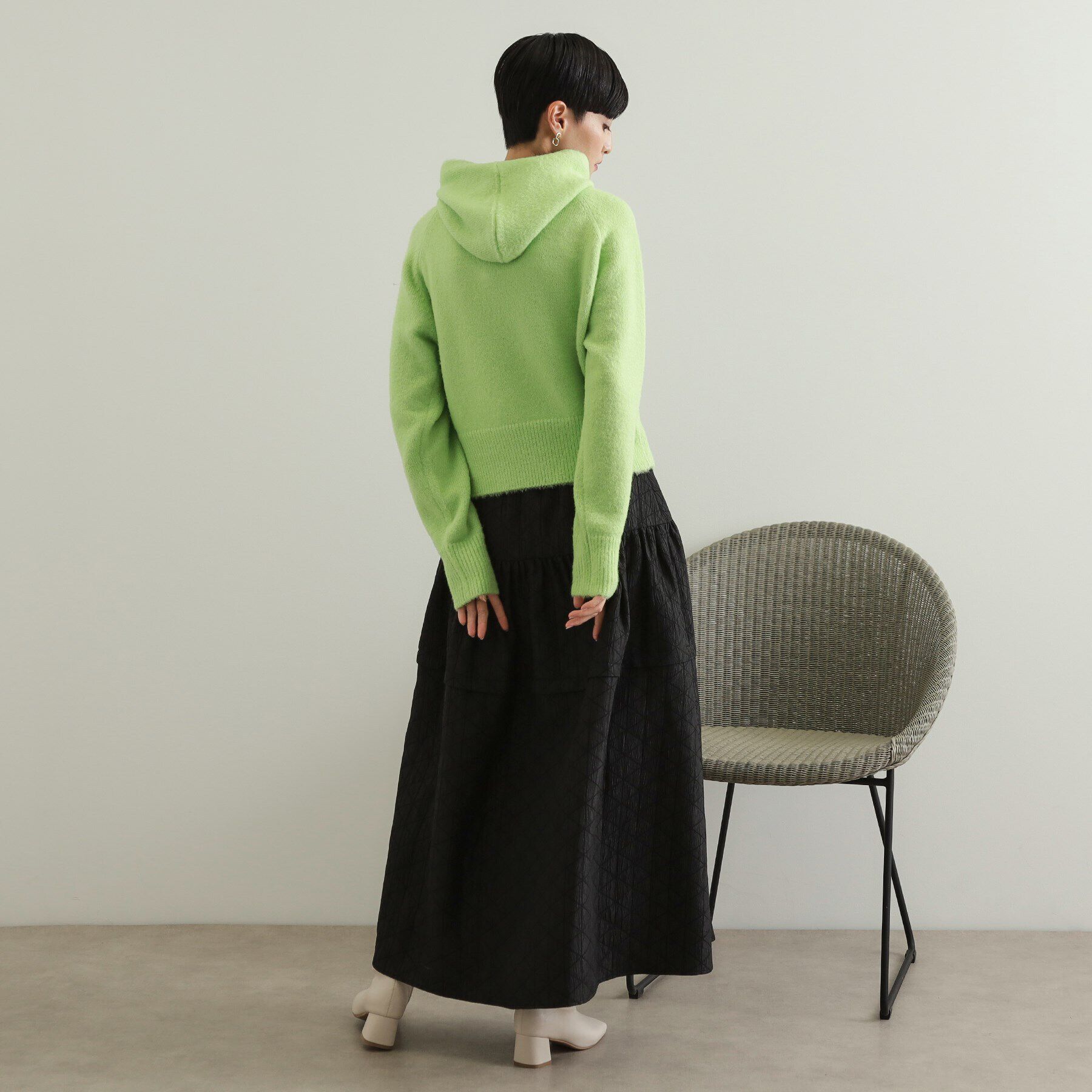 OPAQUE.CLIP「フェザーロゴフーディニット【洗濯機洗い可】」|ニット・セーター|