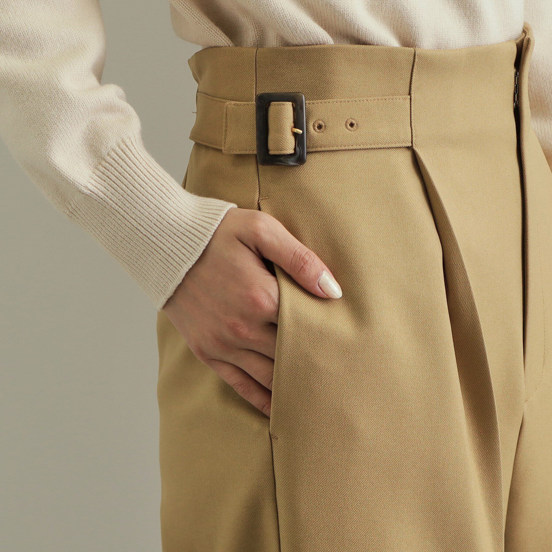 OPAQUE.CLIP「《美人百花掲載》サイドベルトワイドパンツ【洗濯機洗い可】」|その他|