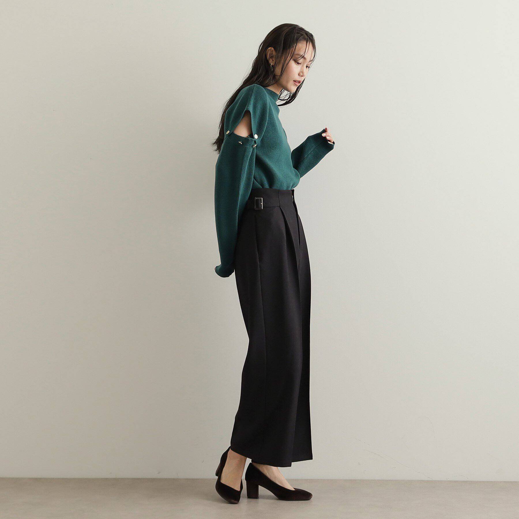 OPAQUE.CLIP「《美人百花掲載》サイドベルトワイドパンツ【洗濯機洗い可】」|その他|