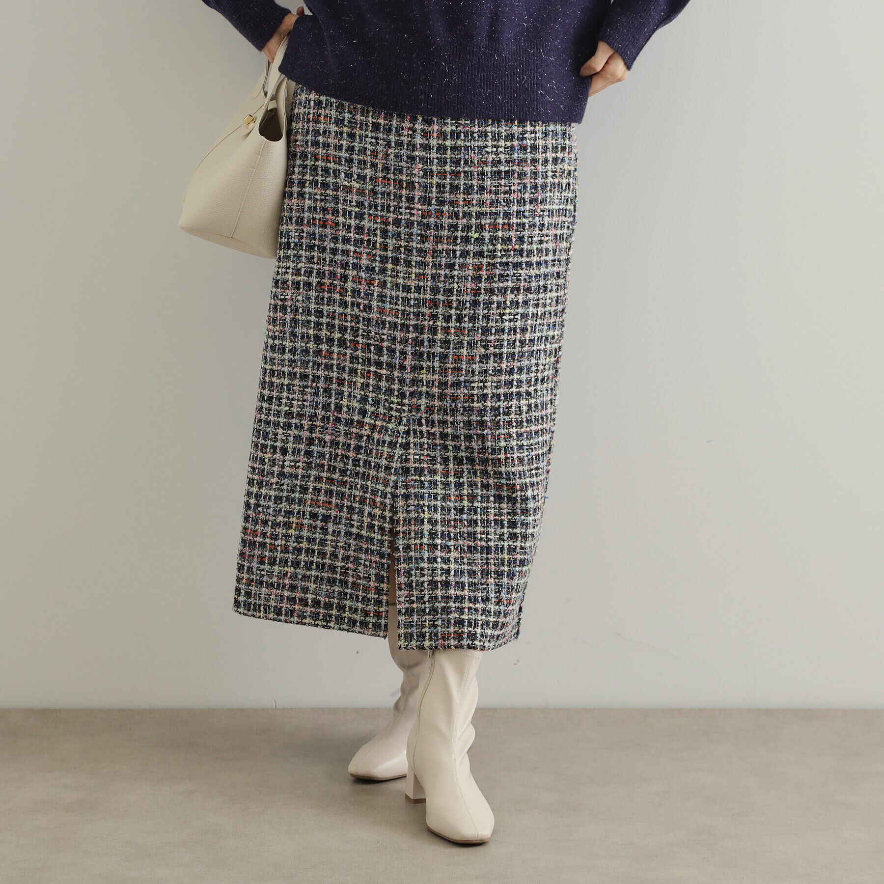 OPAQUE.CLIP「《Oggi掲載》ファンシーツイードナロースカート【洗濯機洗い可】」|スカート|