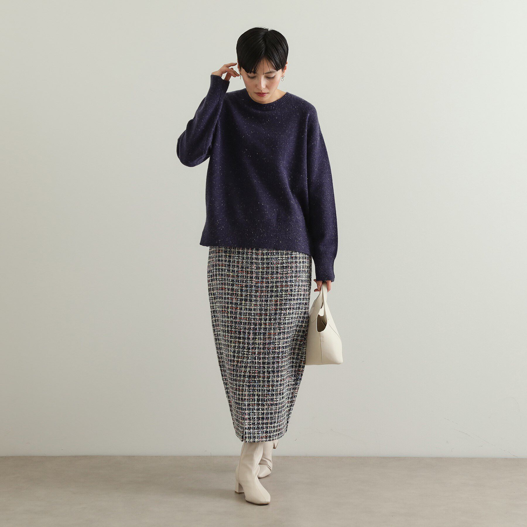 OPAQUE.CLIP「《Oggi掲載》ファンシーツイードナロースカート【洗濯機洗い可】」|スカート|