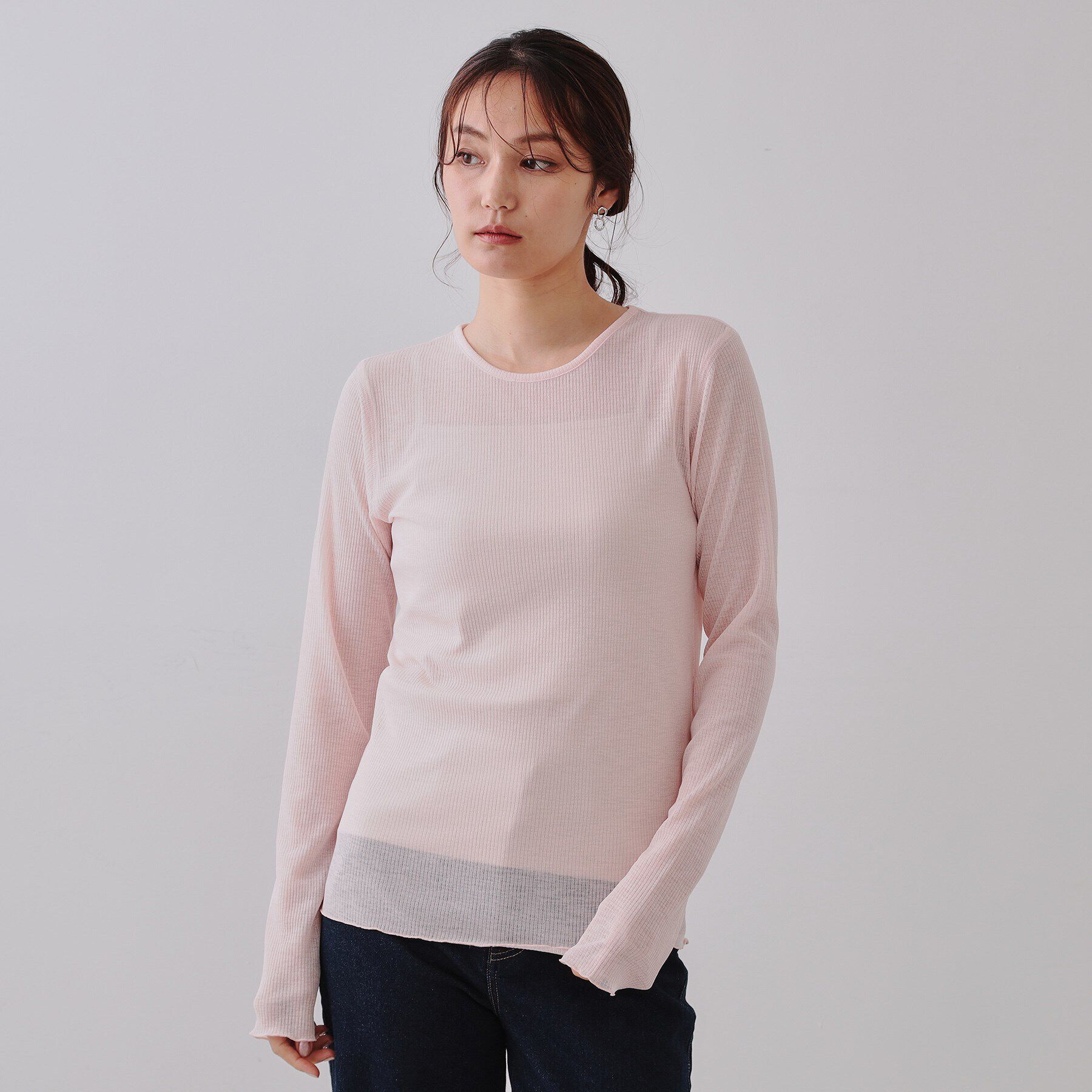 OPAQUE.CLIP「シアーリブカットソー【洗濯機洗い可】」|Tシャツ・カットソー|