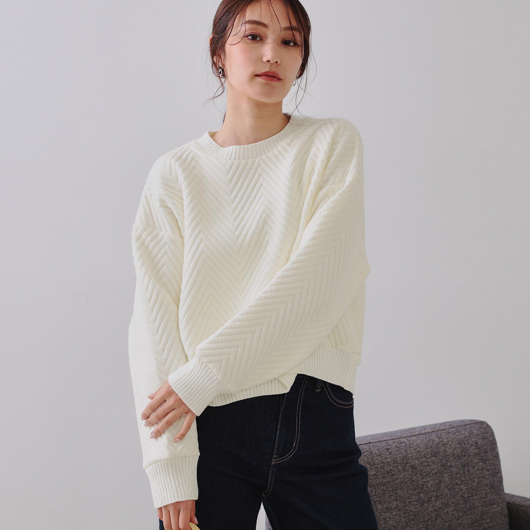 OPAQUE.CLIP「キルトジャカードトップス/セットアップ対応【洗濯機洗い可】」|Tシャツ・カットソー|