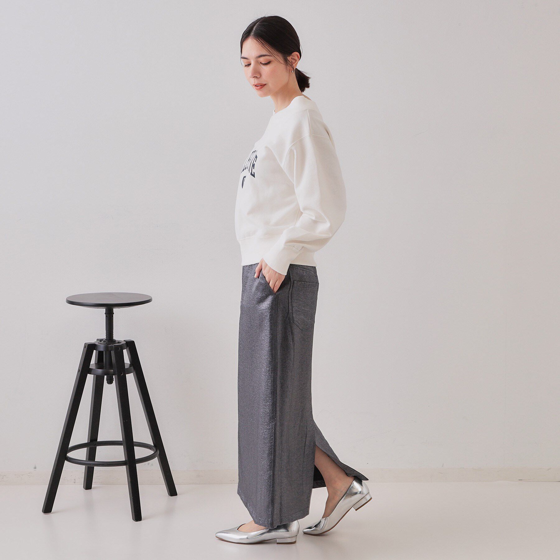 OPAQUE.CLIP「ラメAラインロングスカート【洗濯機洗い可】」|スカート|