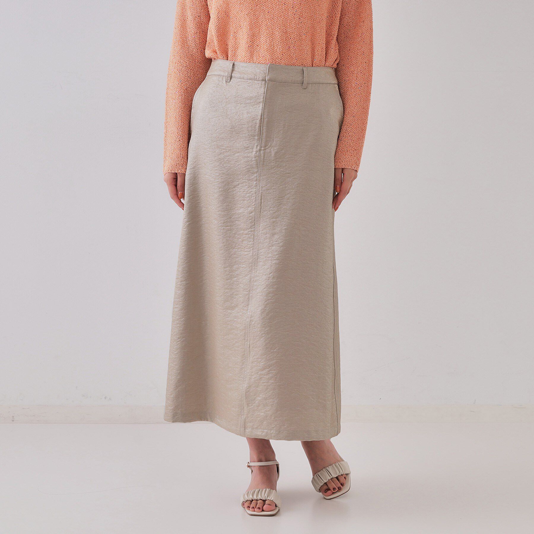 OPAQUE.CLIP「ラメAラインロングスカート【洗濯機洗い可】」|スカート|