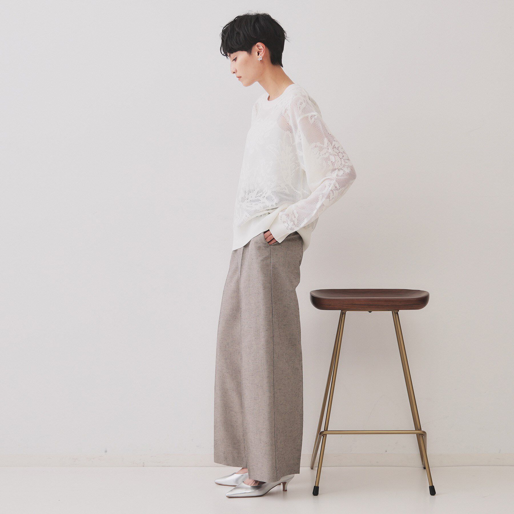 OPAQUE.CLIP「フワラー柄シアーメッシュニット【洗濯機洗い可】」|ニット・セーター|