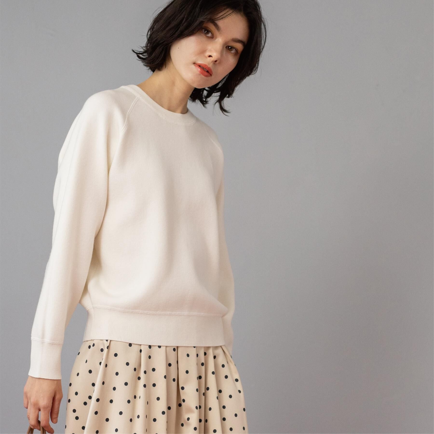 OPAQUE.CLIP「スウェットライクニット【洗濯機OK】」|ニット・セーター|ホワイト(001)