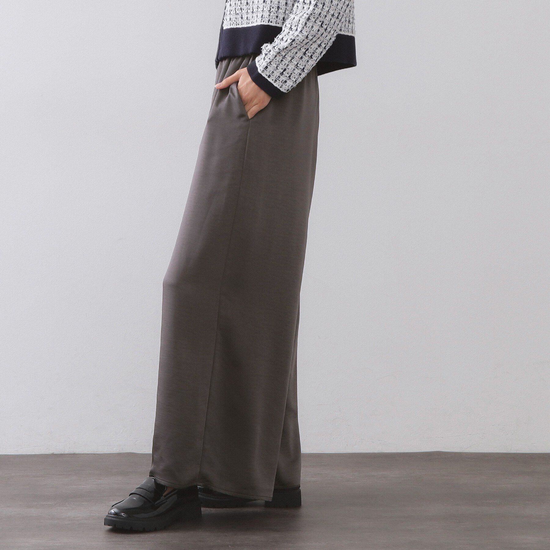 OPAQUE.CLIP「サテンイージーワイドパンツ【洗濯機OK】」|その他|
