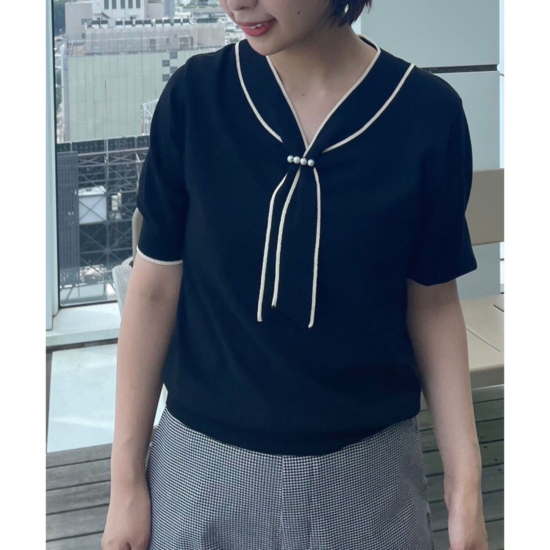 Couture broach「【上品なアクセントをプラス】配色フェイクパールタイ」|ニット・セーター|