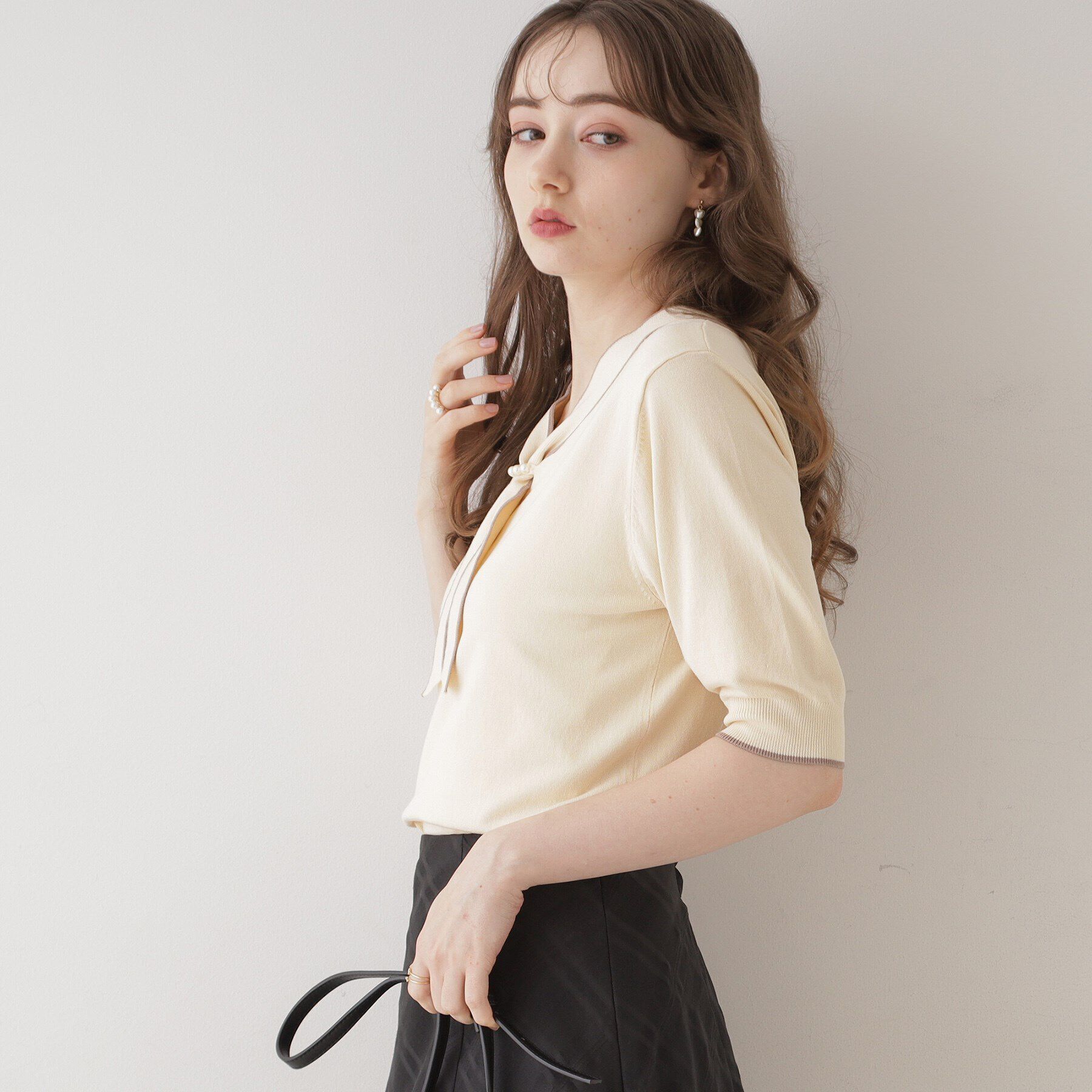 Couture broach「【上品なアクセントをプラス】配色フェイクパールタイ」|ニット・セーター|