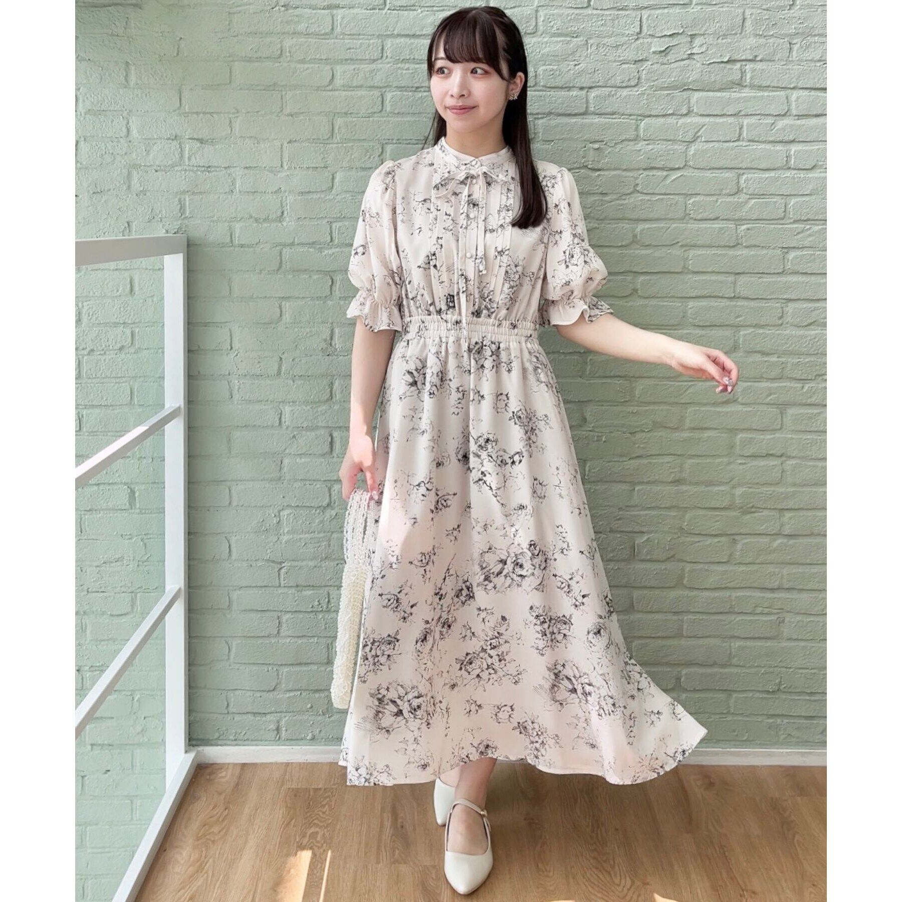 Couture broach「【オトナのためのクラシカルワンピ】花柄5分袖ワンピース」|ワンピース|