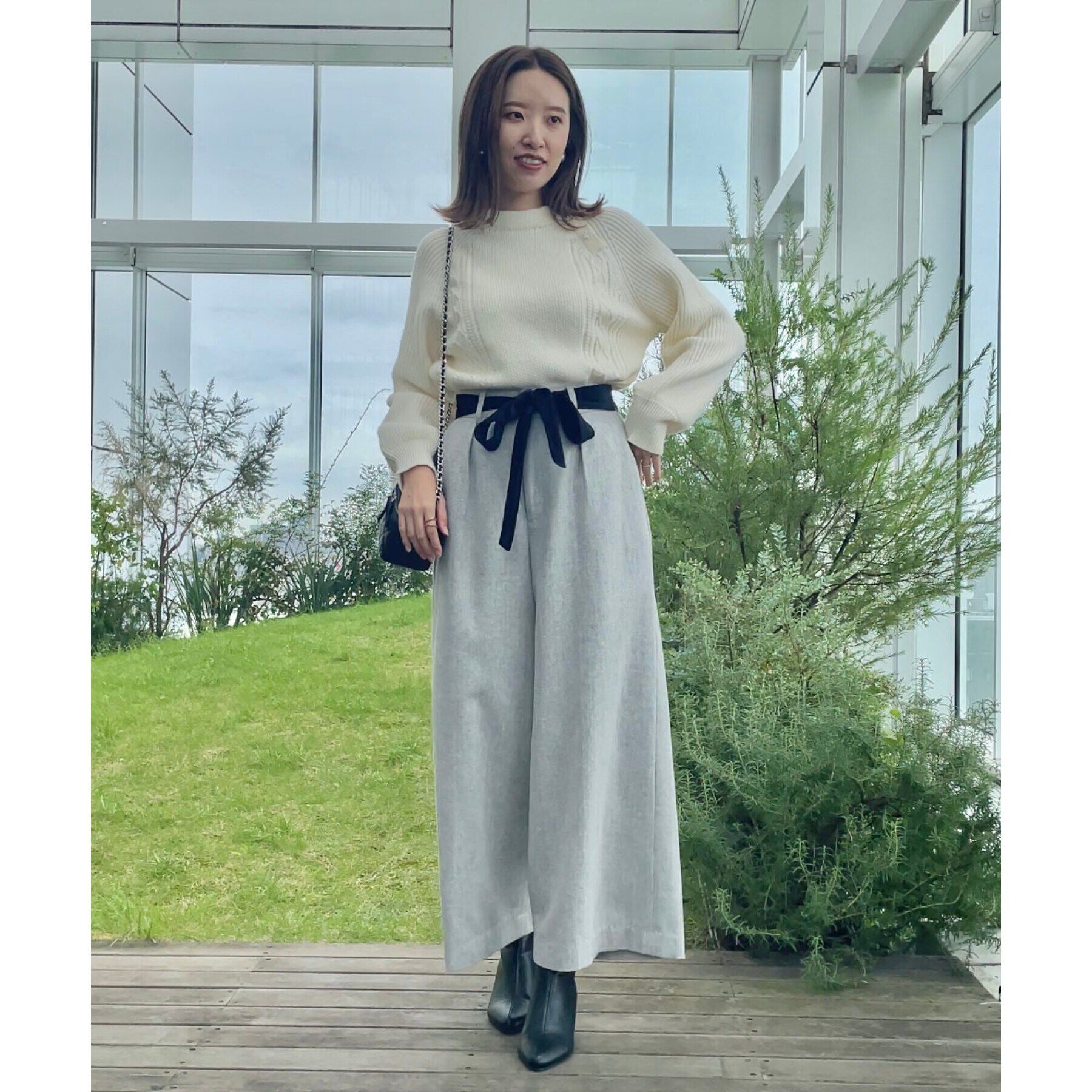 Couture broach「【大人フェミニン・ぽわん袖】スノー釦アラン柄ニット」|ニット・セーター|