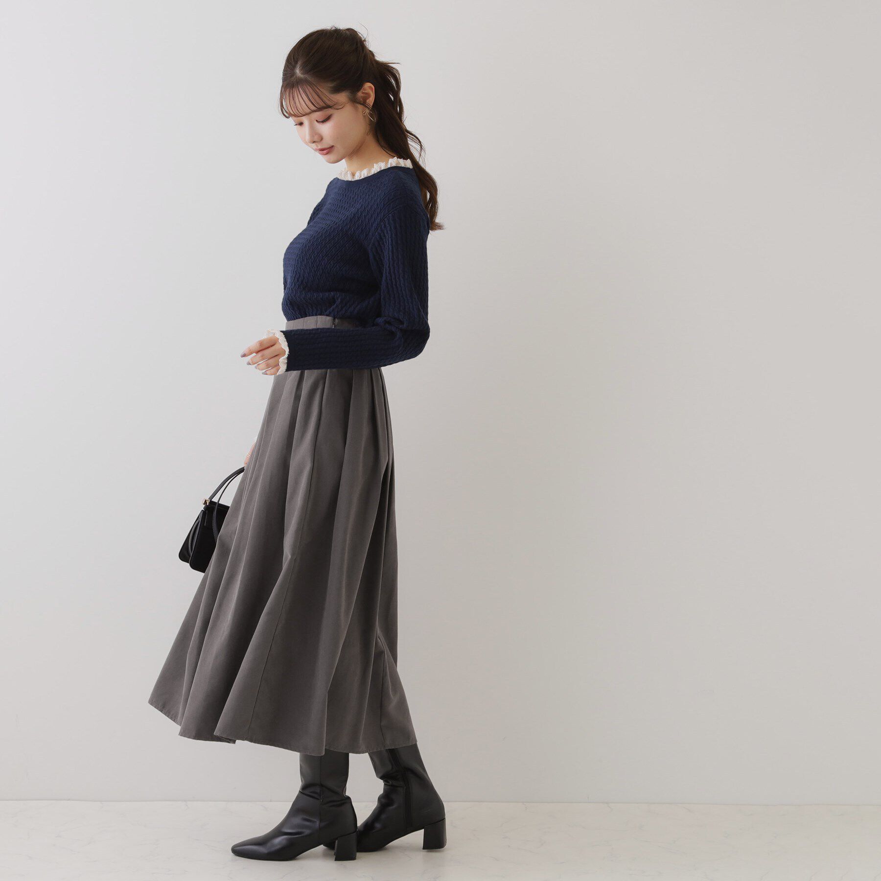Couture broach「【スッキリ見えが叶う】マイクロスエードタックプリーツ」|スカート|