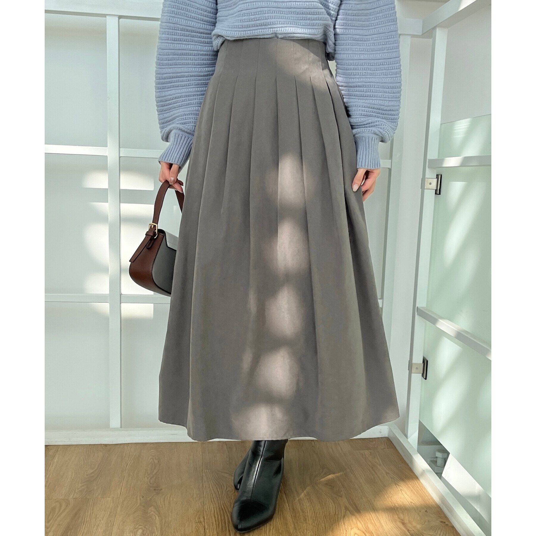 Couture broach「【スッキリ見えが叶う】マイクロスエードタックプリーツ」|スカート|