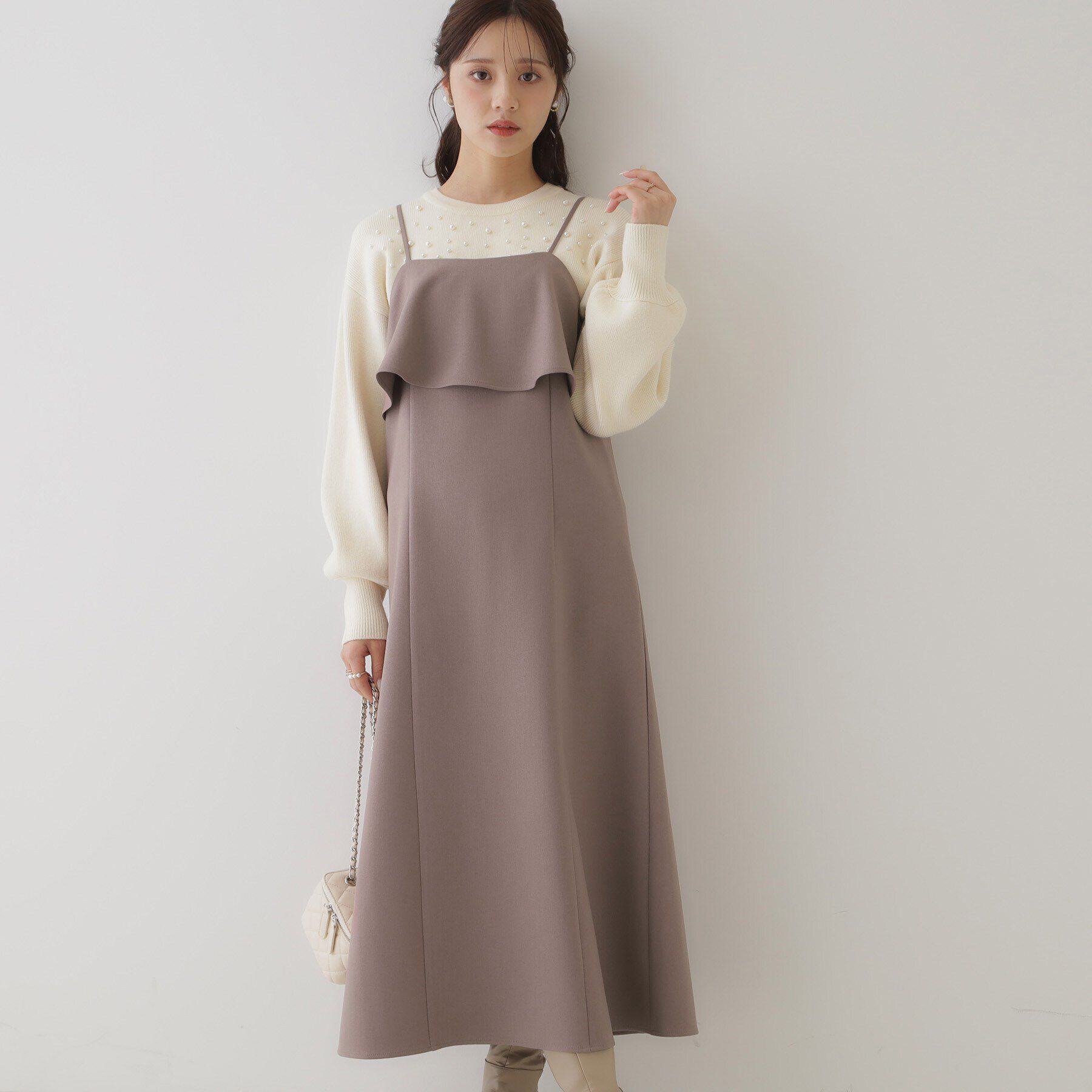 Couture broach「【スッキリ華奢みえが叶う】フレアデザインキャミワンピース」|ワンピース|