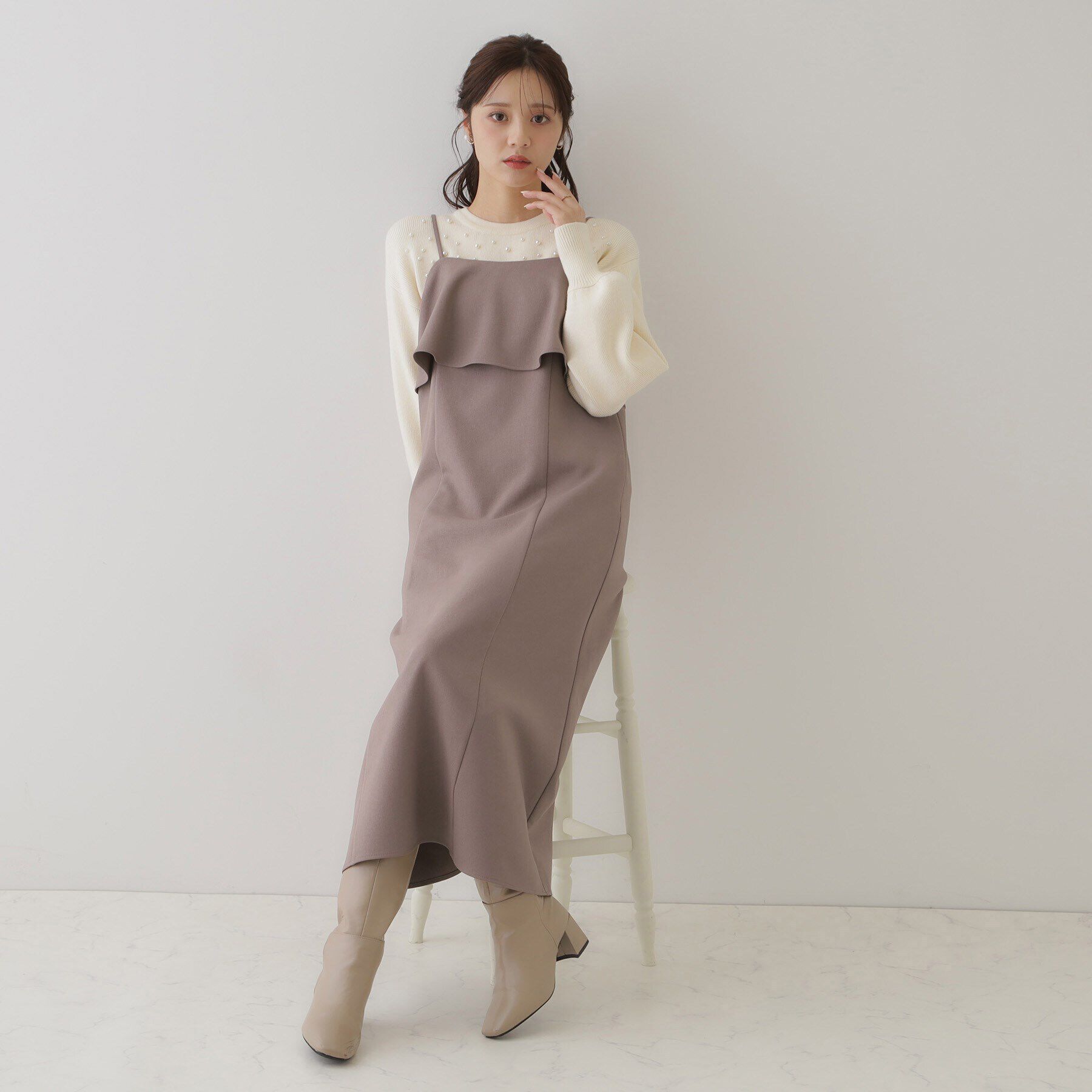 Couture broach「【スッキリ華奢みえが叶う】フレアデザインキャミワンピース」|ワンピース|