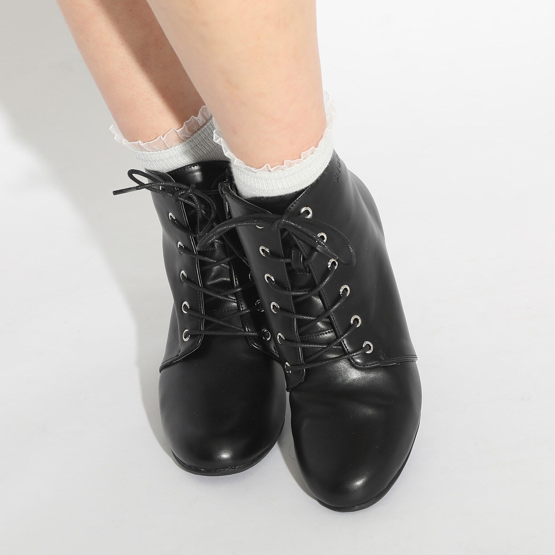 PINK-latte「ヒールレースアップブーツ」|ショートブーツ|