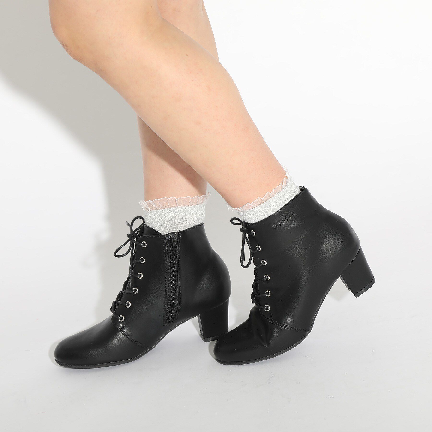 PINK-latte「ヒールレースアップブーツ」|ショートブーツ|