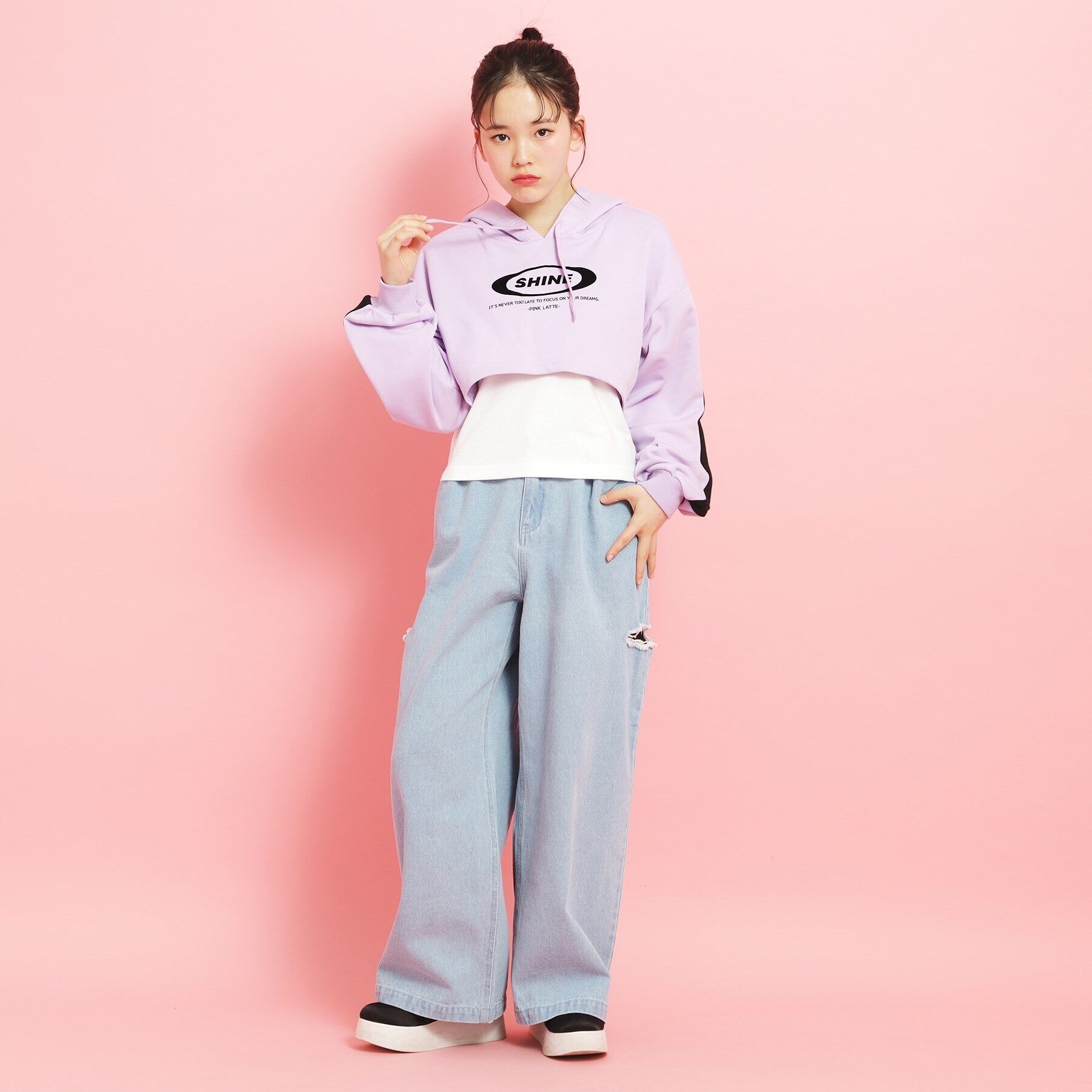 PINK-latte「【セットアイテム】裏毛短丈パーカ＋タンクトップ」|その他|