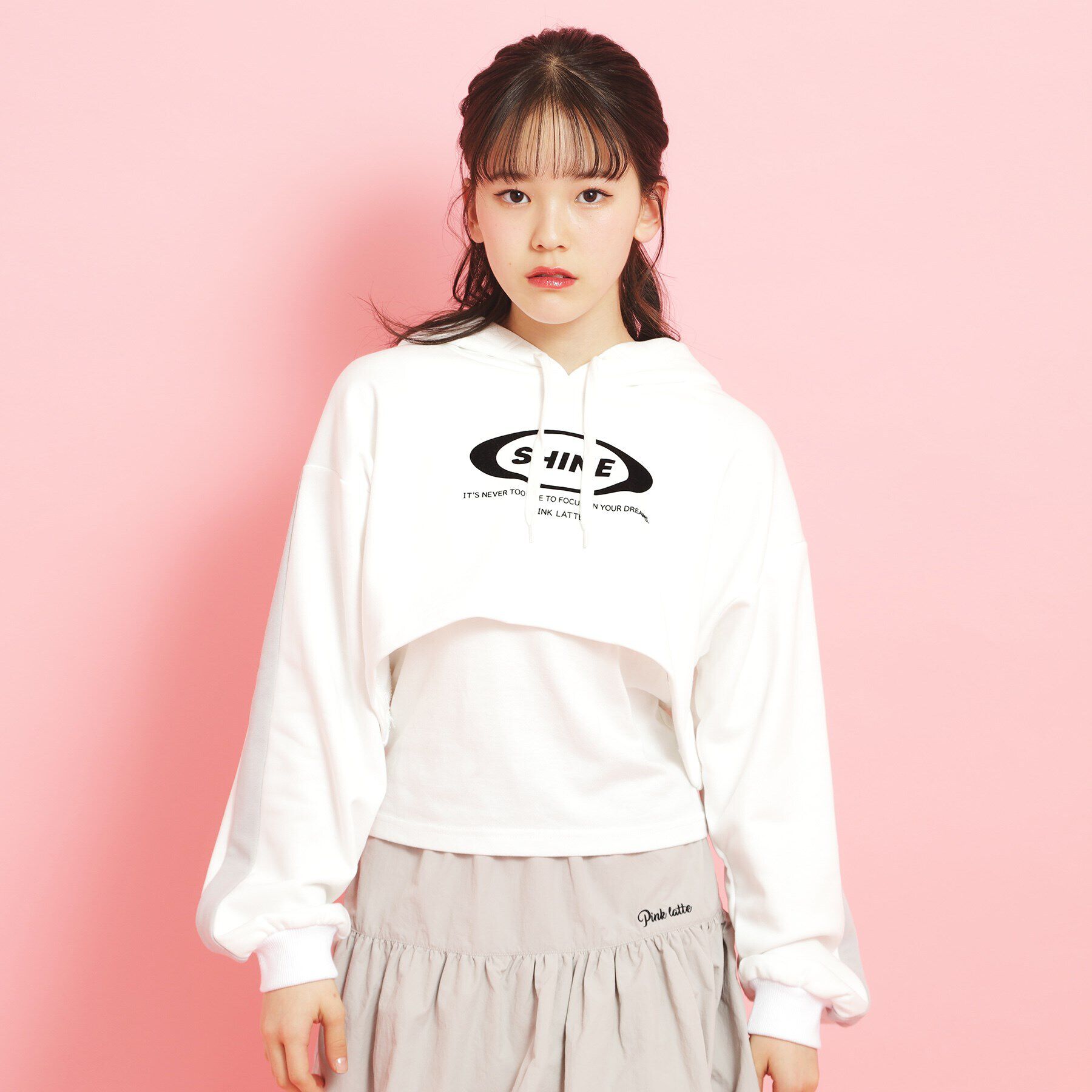 PINK-latte「【セットアイテム】裏毛短丈パーカ＋タンクトップ」|その他|