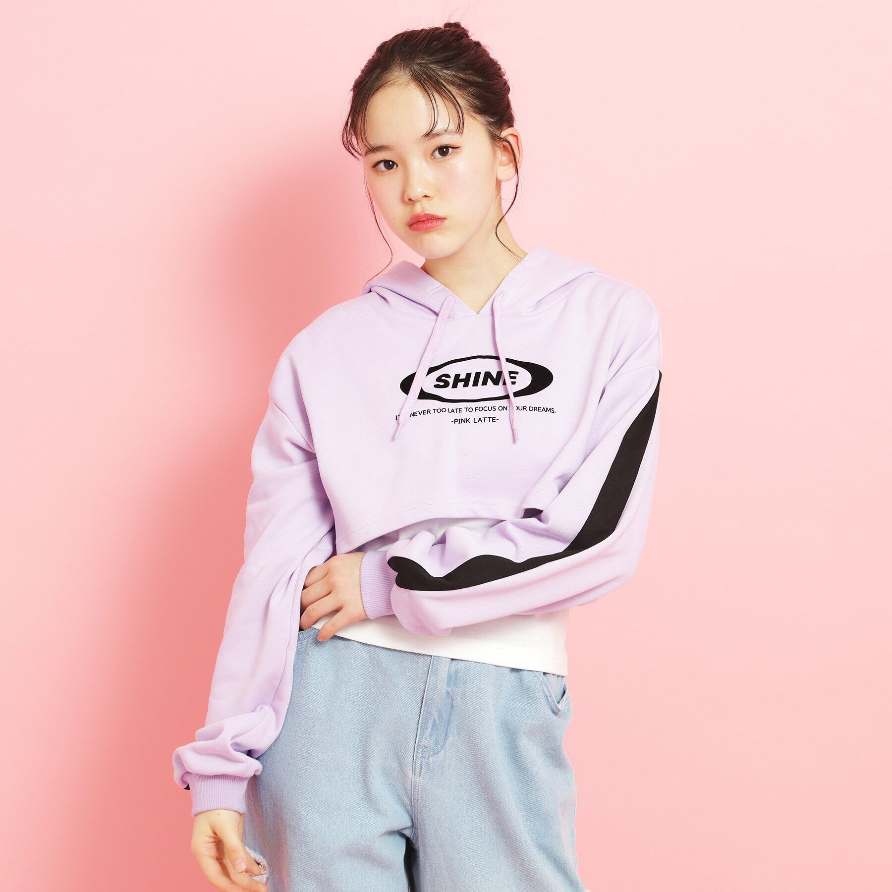 PINK-latte「【セットアイテム】裏毛短丈パーカ＋タンクトップ」|その他|パープル(071)