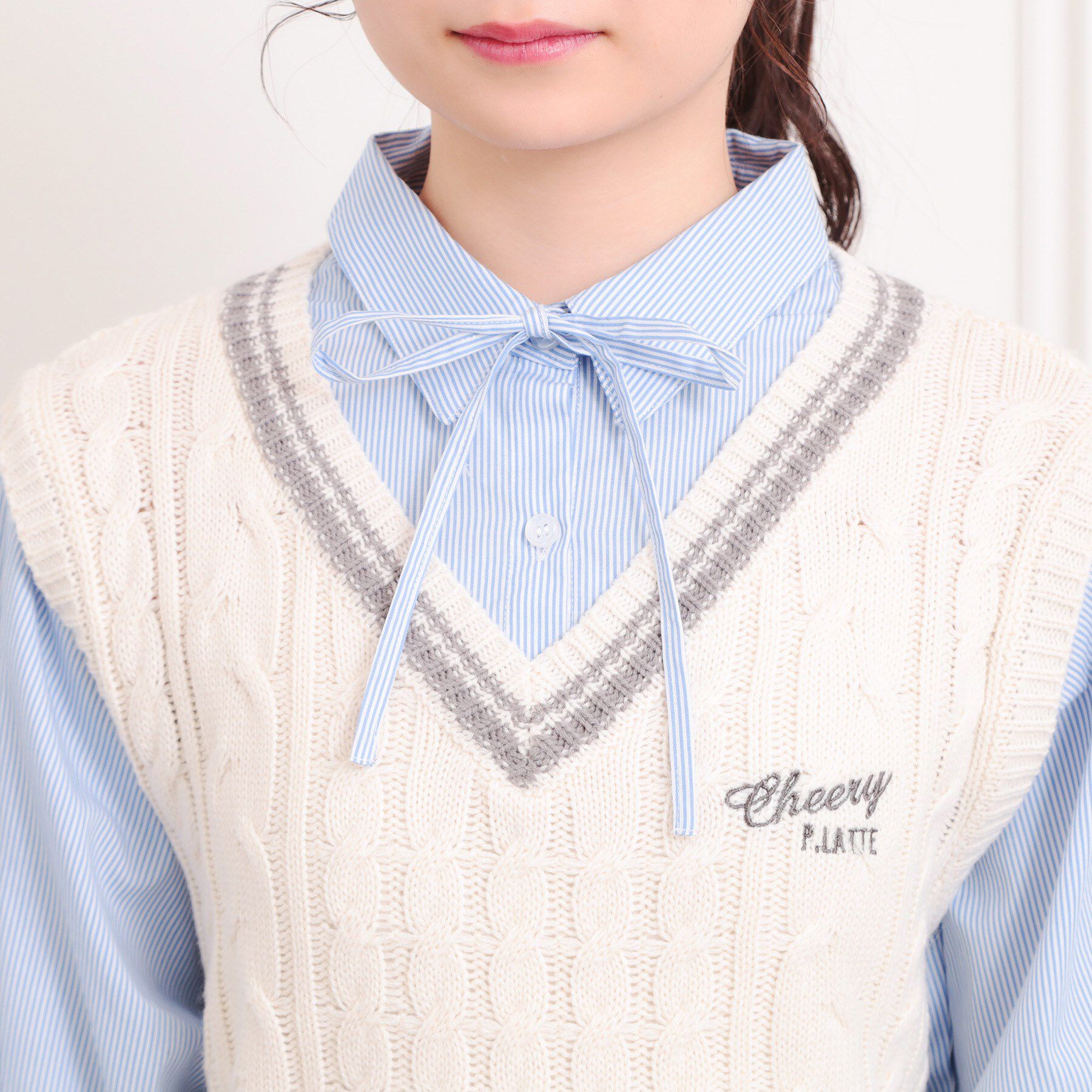 PINK-latte「ニットベストレイヤード長袖シャツ」|シャツ・ブラウス|