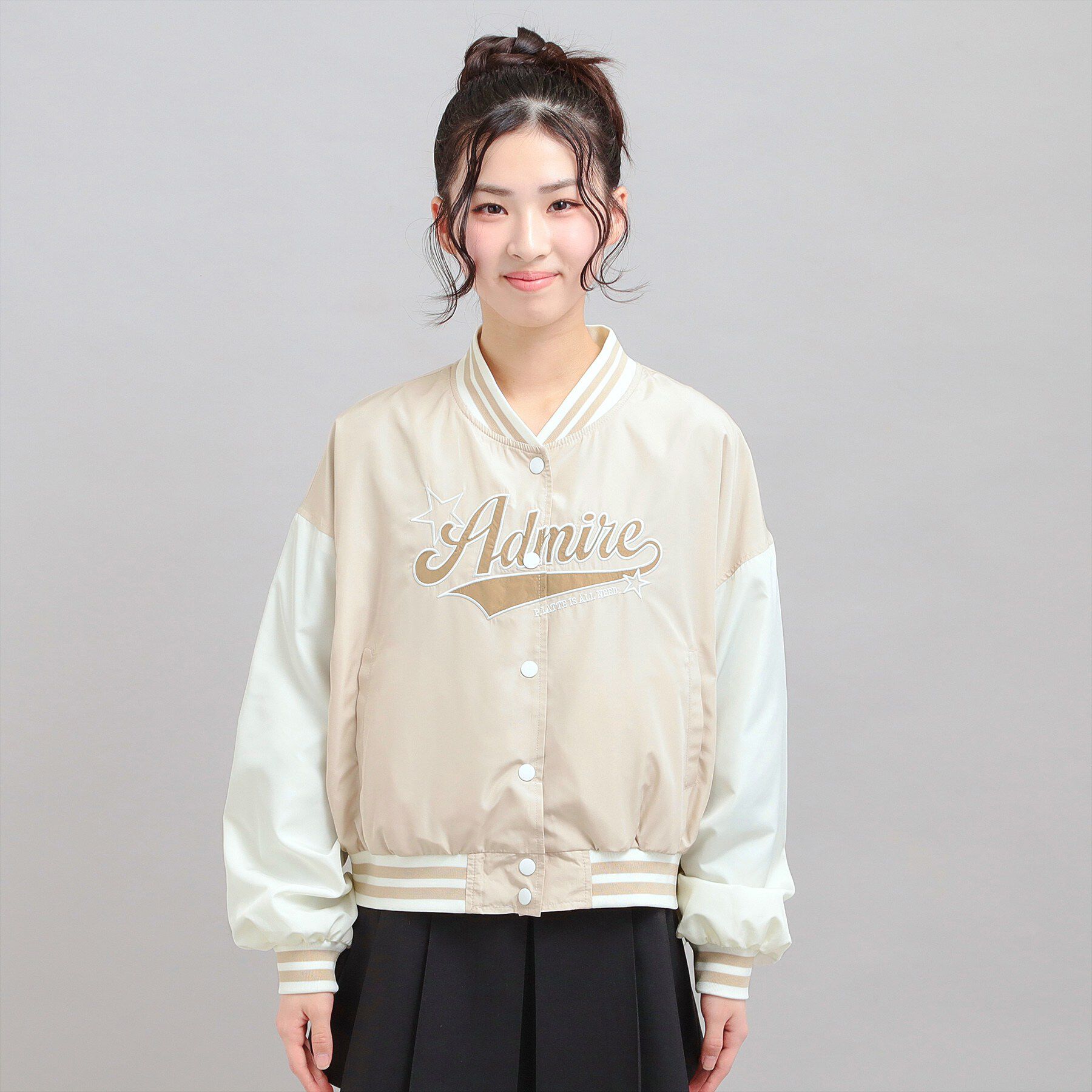 PINK-latte「チアロゴアップリケスタジャン」|ブルゾン・スタジャン|