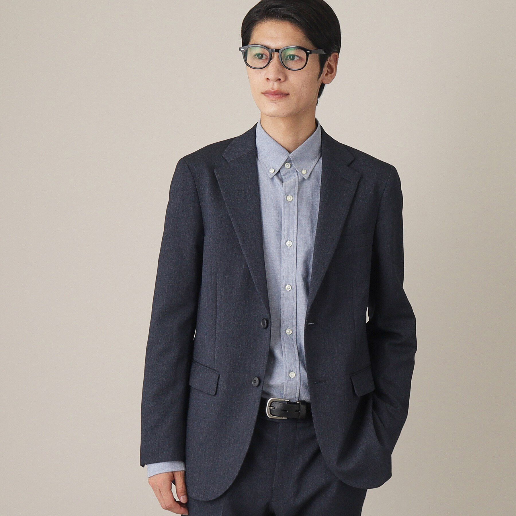 THE SHOP TK「AVANTウーリーヘリンボンジャケット【セットアップ可/ビジネス対応/洗える/ストレッチ素材/シワに」|テーラードジャケット|ネイビー(694)